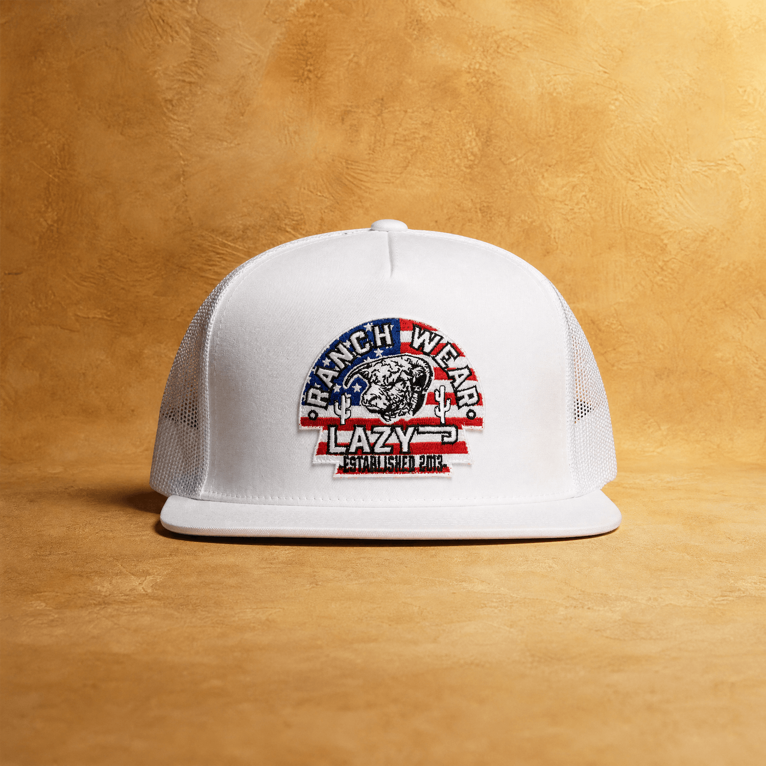 Lazy J Ranch White USA Arrowhead Classic Five Panel Trucker Hat