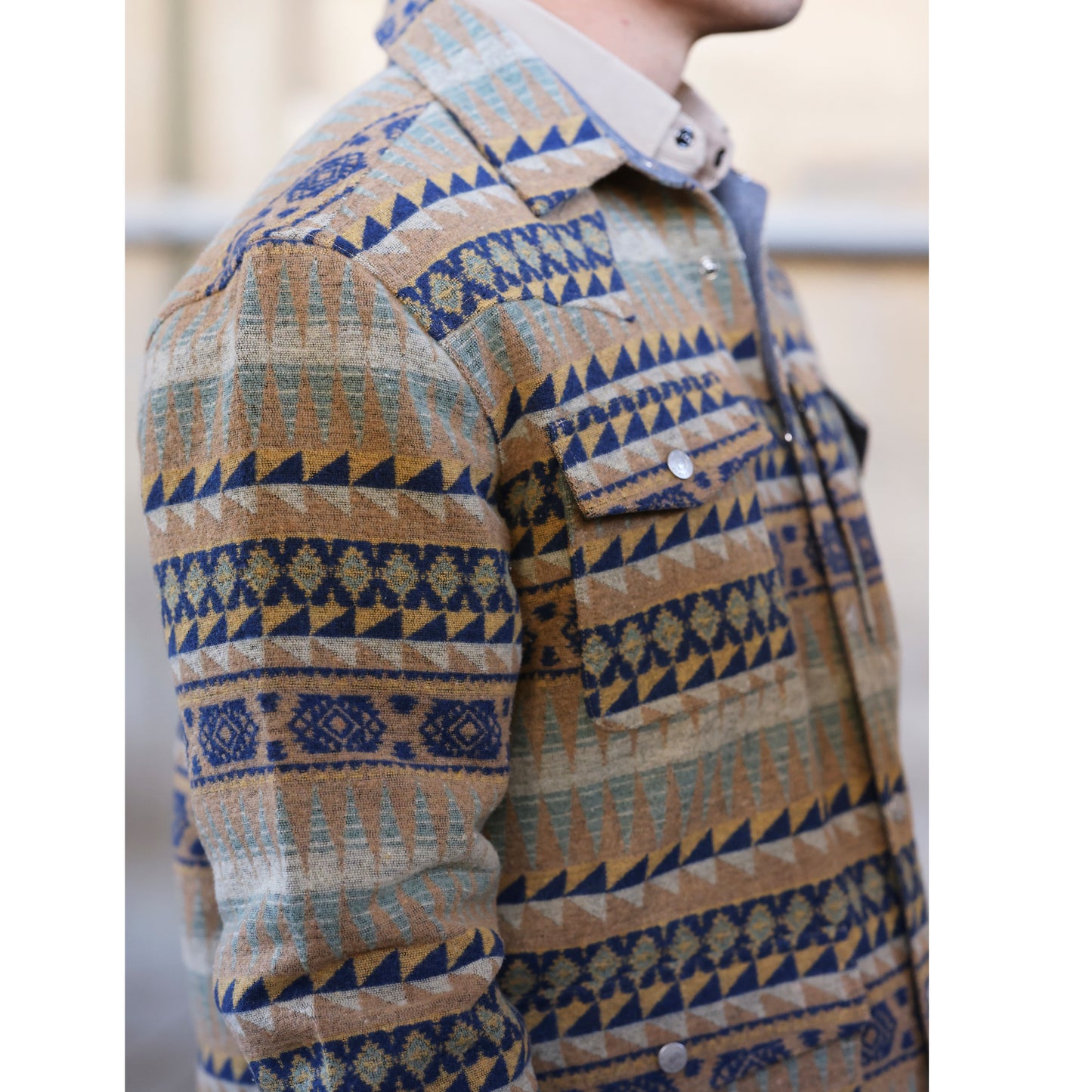 Lazy J Men's Aztec Print Jacket - Brown-Lazy J Ranch Wear