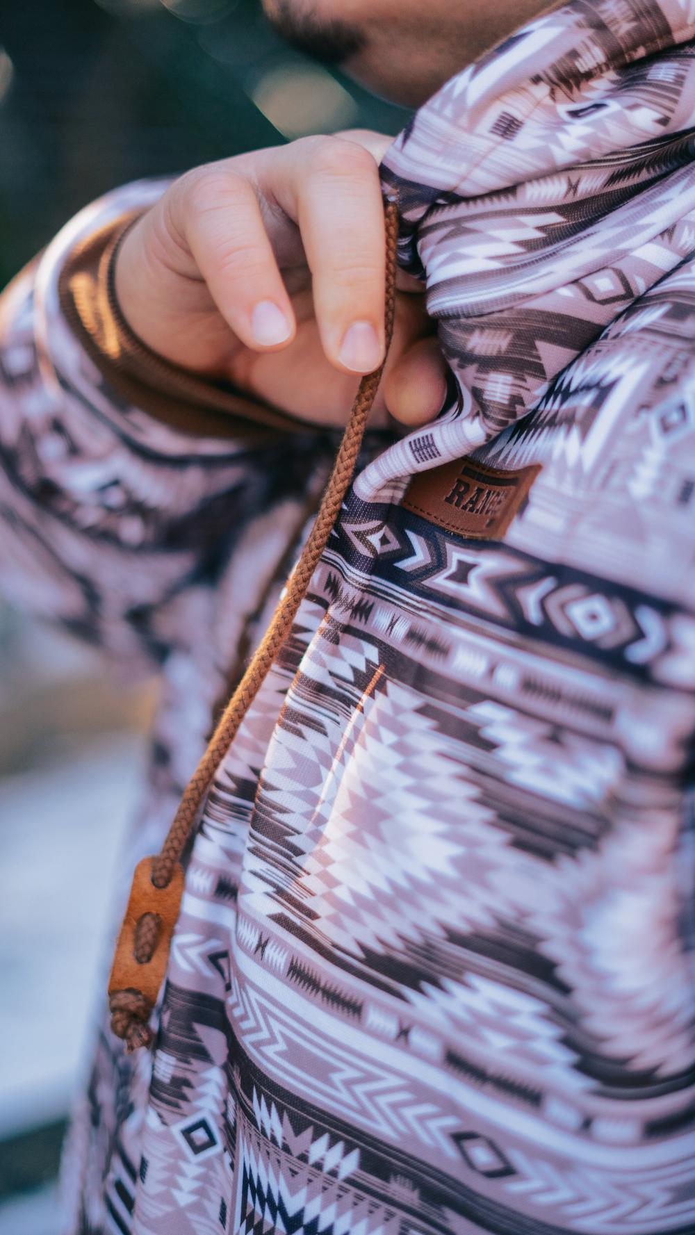Lazy J Ranch Aztec Print Long Sleeve Hoodie - Brown-Lazy J Ranch Wear
