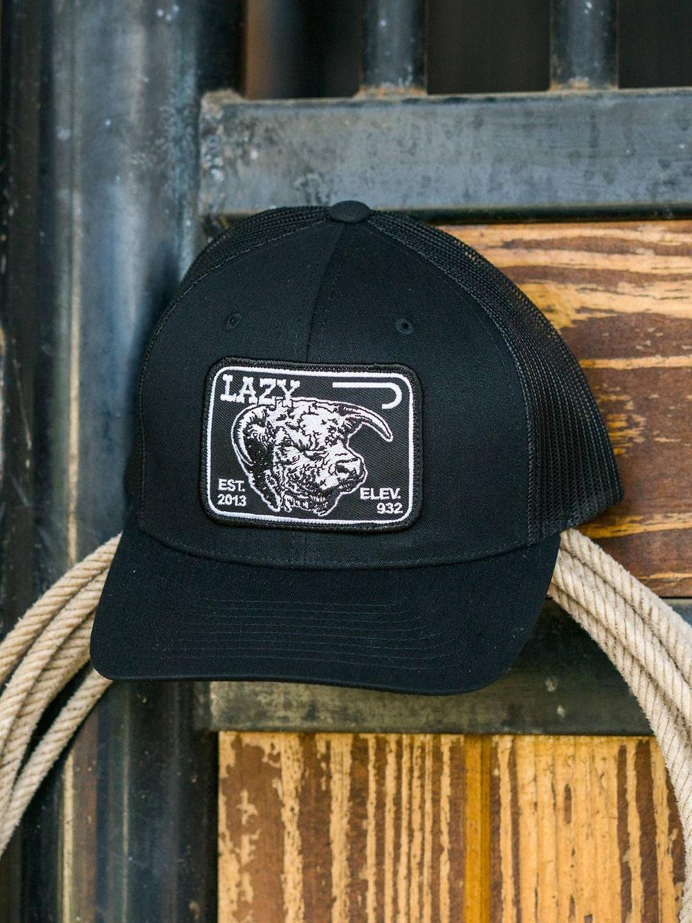Lazy J Ranch Black Elevation Mid Profile Trucker Hat-Lazy J Ranch Wear