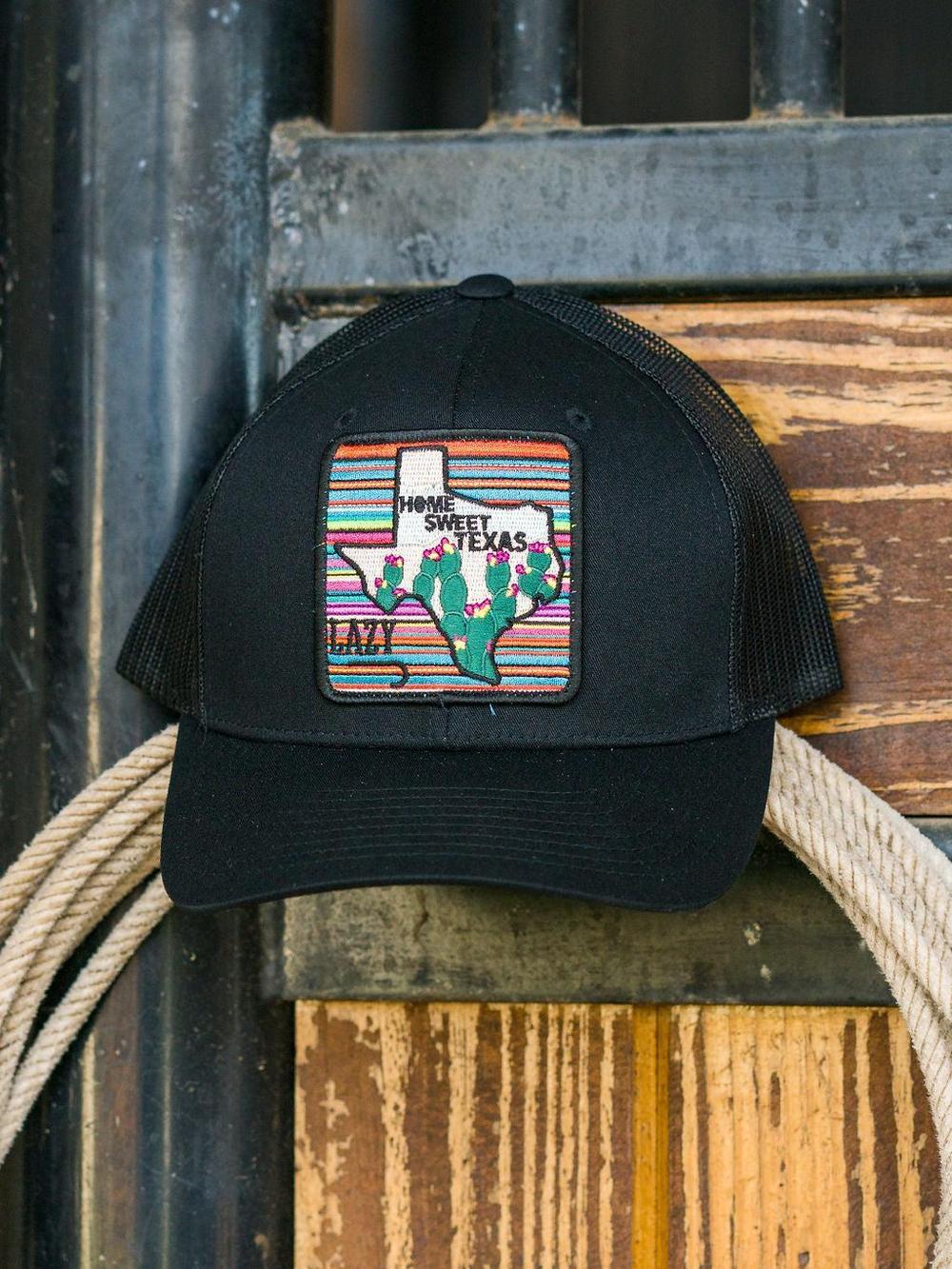 Lazy J Ranch Black Home Sweet Texas Mid Profile Trucker Hat-Lazy J Ranch Wear