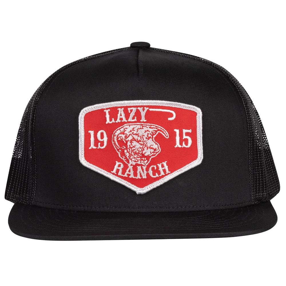 Lazy J Ranch Black Red Ranch Classic Five Panel Trucker Hat-Lazy J Ranch Wear