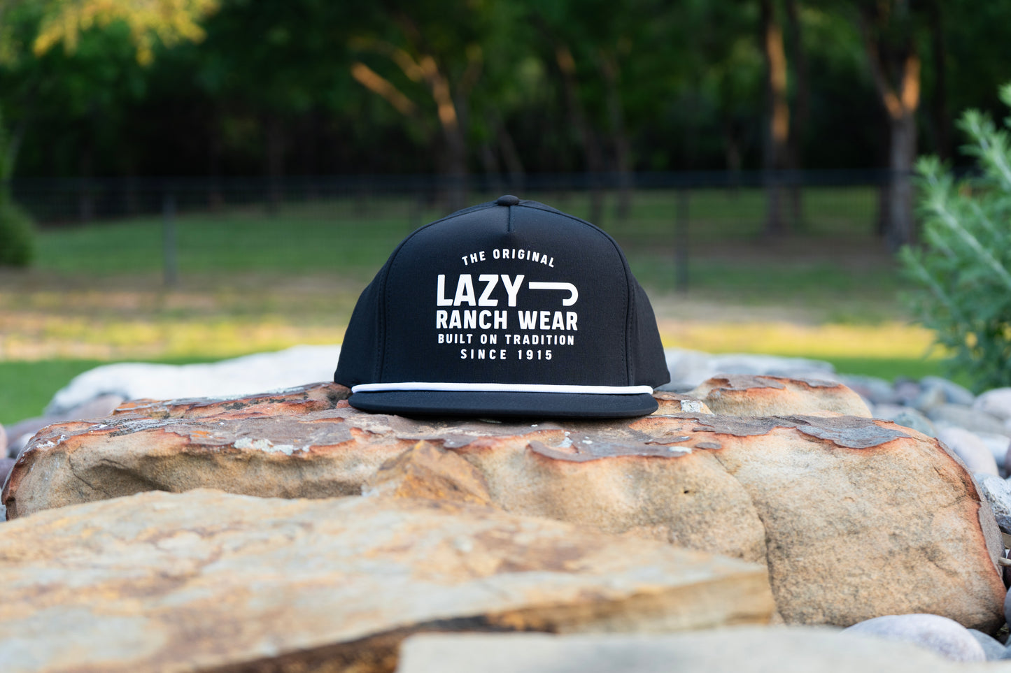 Lazy J Ranch Black Untroubled Classic Rope Trucker Hat-Lazy J Ranch Wear