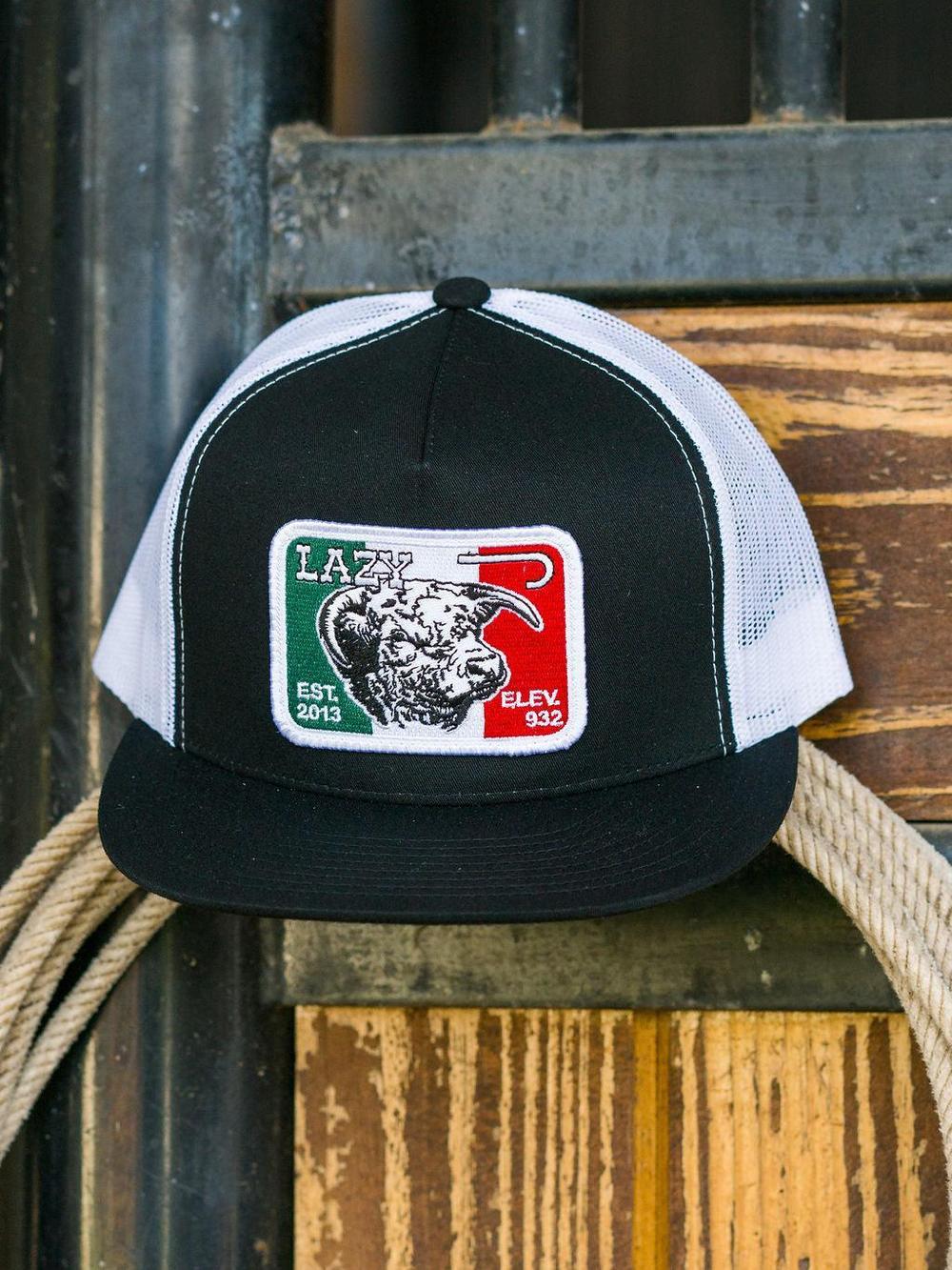 Lazy J Ranch Black & White Mexico Elevation Classic Five Panel Trucker Hat-Lazy J Ranch Wear