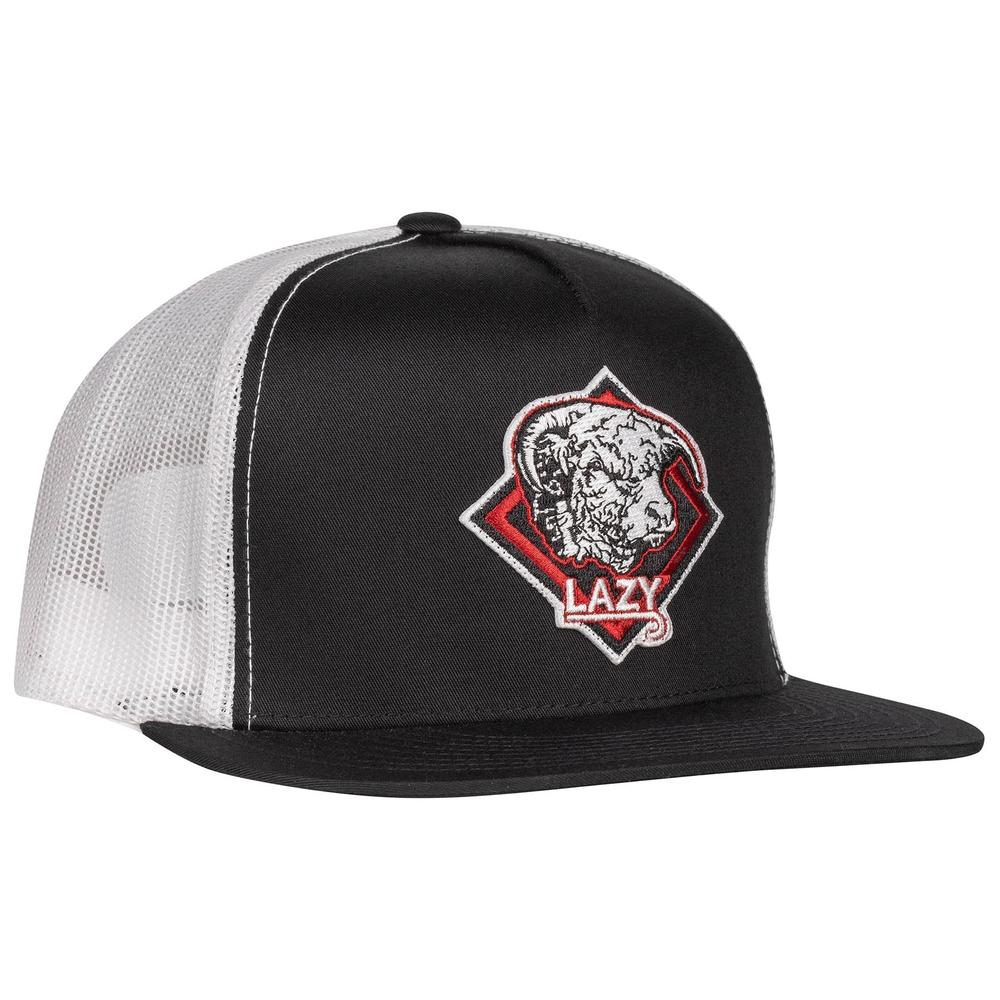 Lazy J Ranch Black & White Red Diamond Hereford Classic Five Panel Trucker Hat-Lazy J Ranch Wear