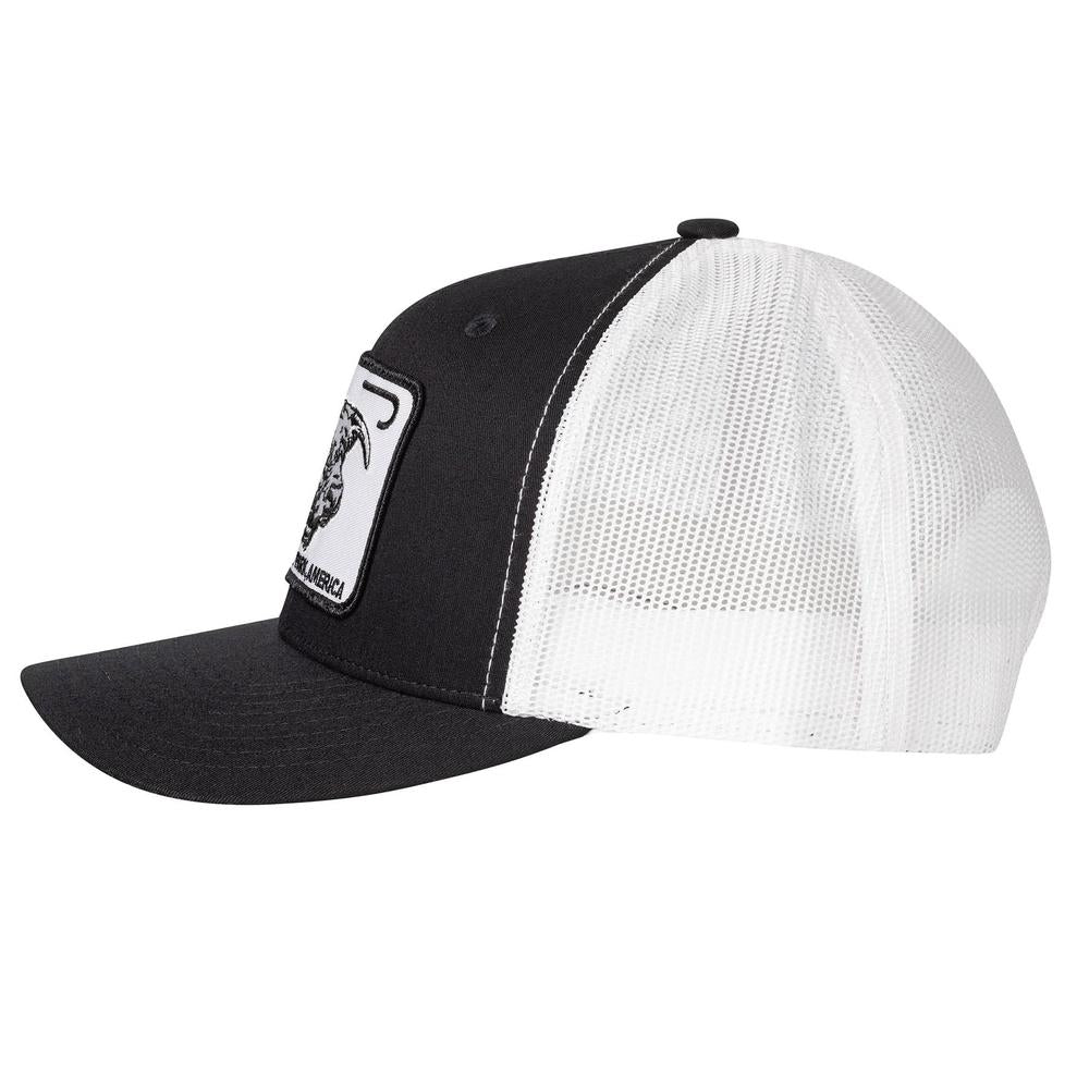 Lazy J Ranch Black & White Willow Cattle Headquarters Mid Profile Trucker Hat-Lazy J Ranch Wear
