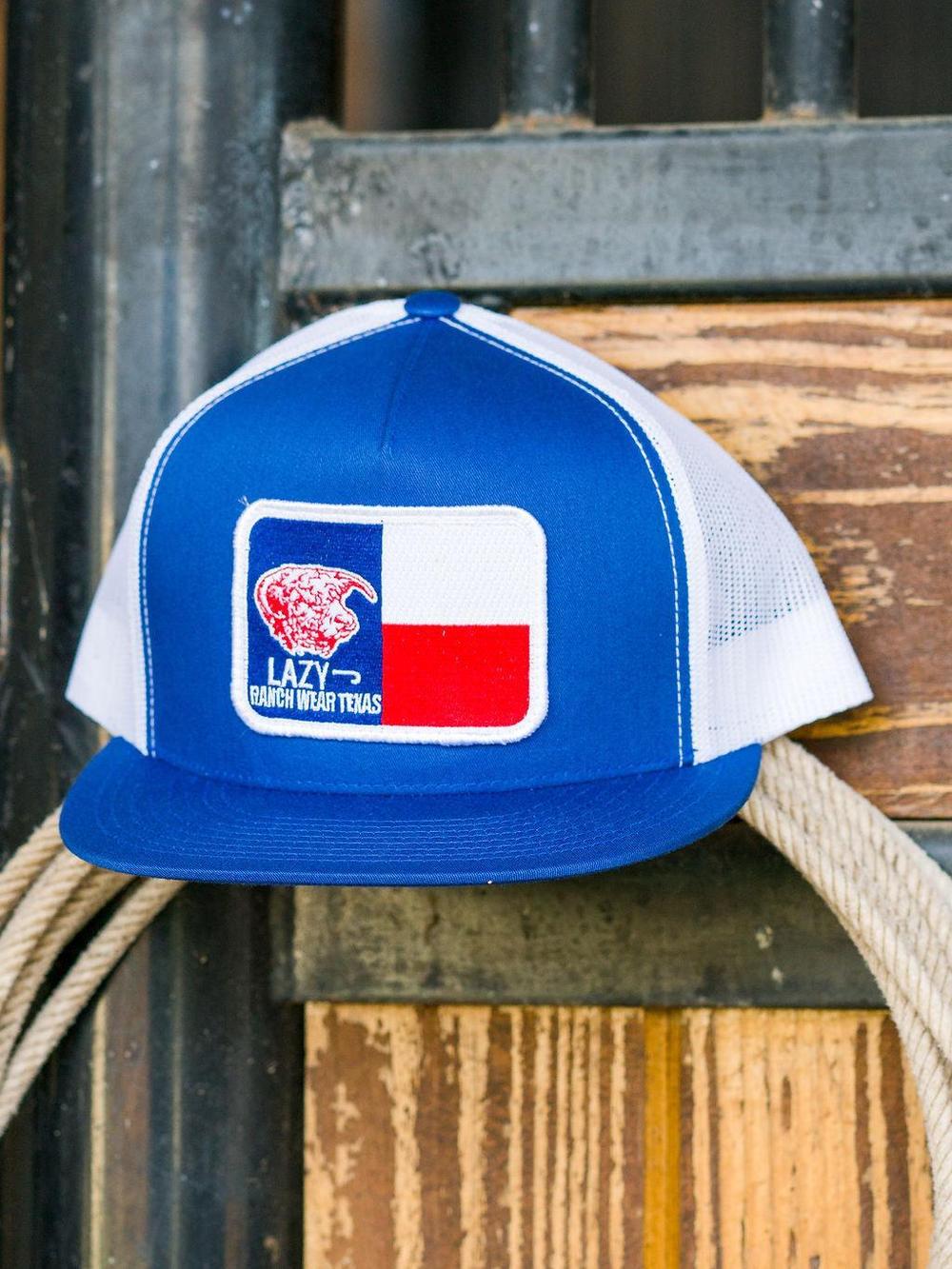 Lazy J Ranch Blue & White Texas Elevation Classic Five Panel Trucker Hat-Lazy J Ranch Wear