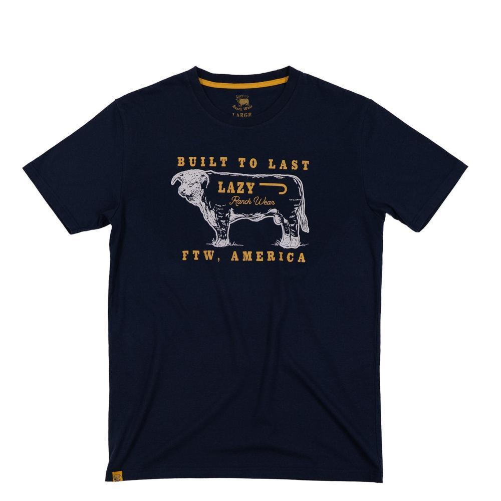 Lazy J Ranch Built To Last Short Sleeve T-Shirt - Navy-Lazy J Ranch Wear