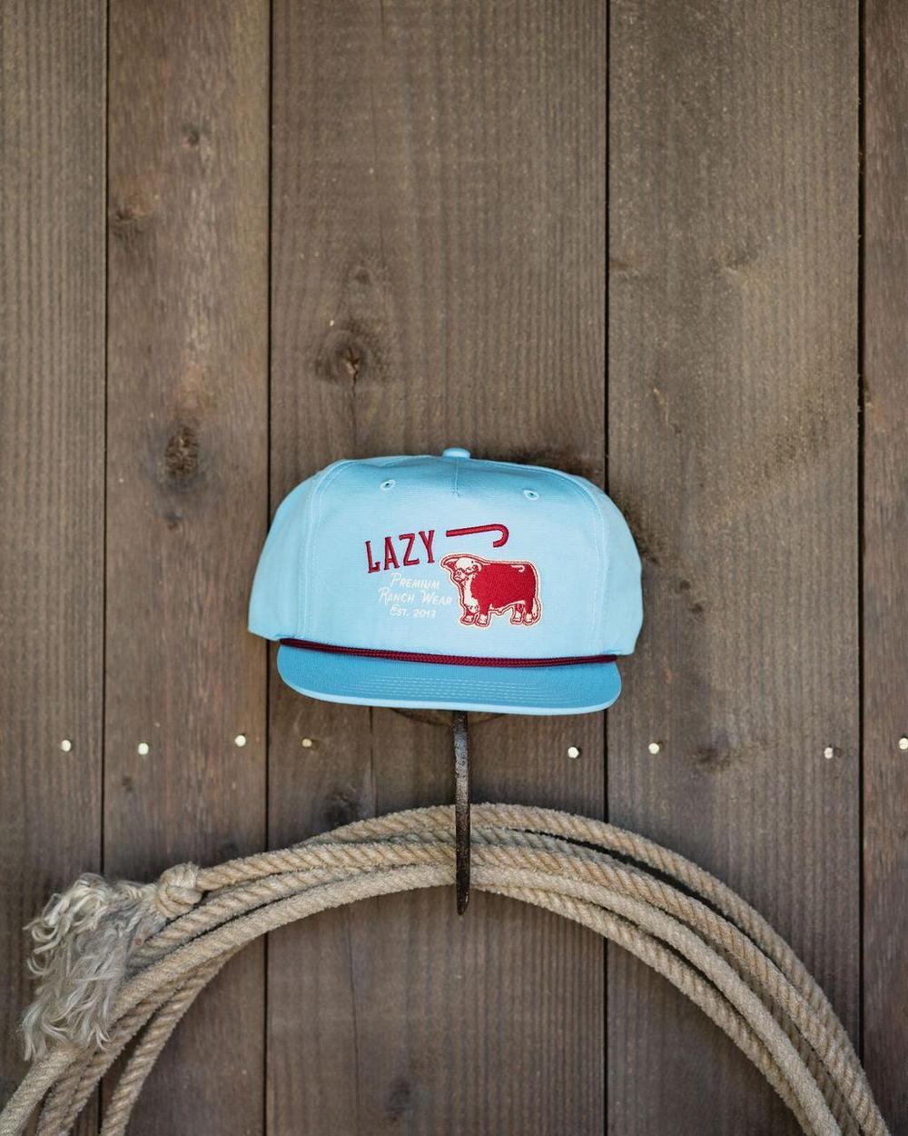 Lazy J Ranch Carolina Blue Red Premium Ranch Rope Trucker Hat-Lazy J Ranch Wear