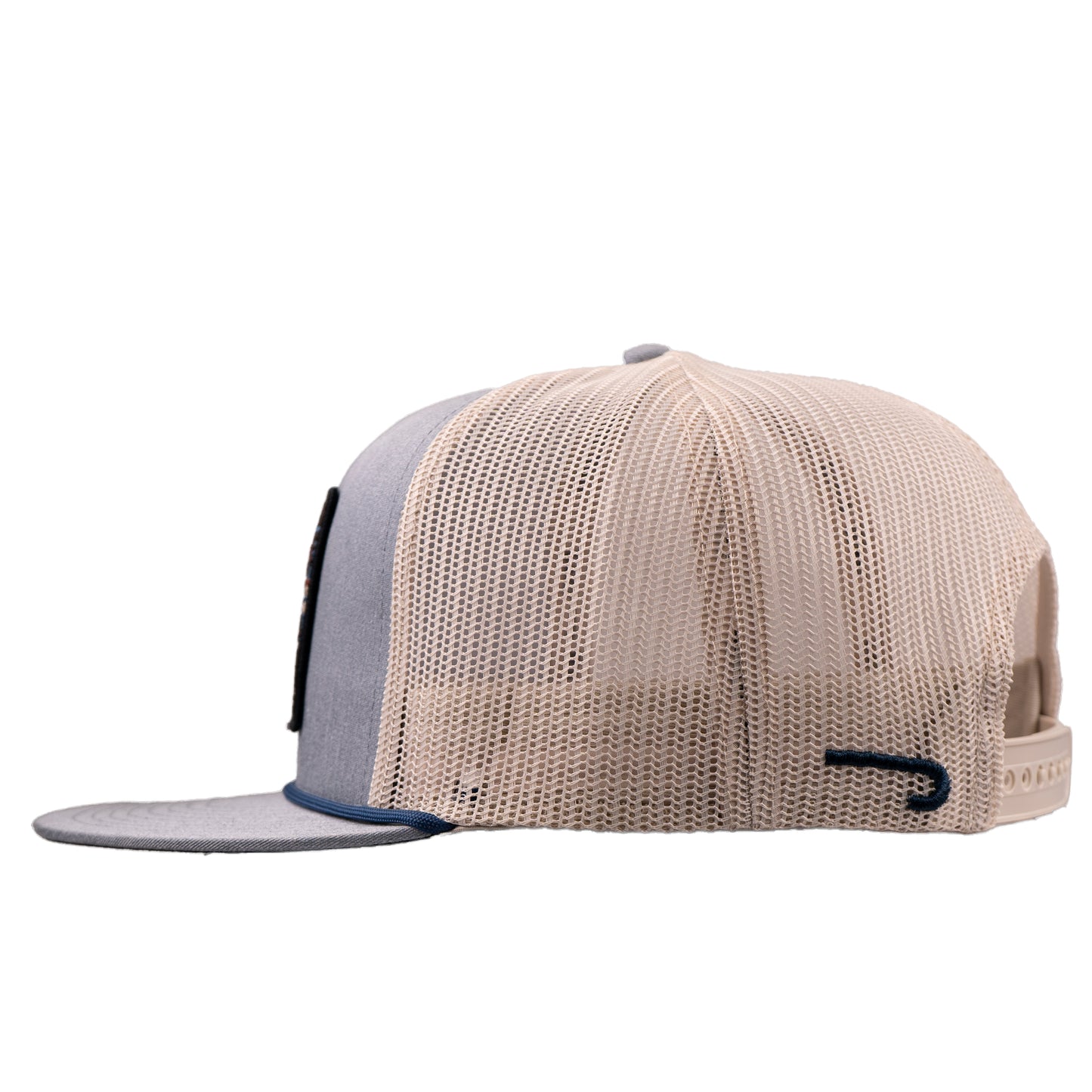 Lazy J Ranch Chambray & Tan Aztec Tribal Classic Rope Trucker Hat-Lazy J Ranch Wear