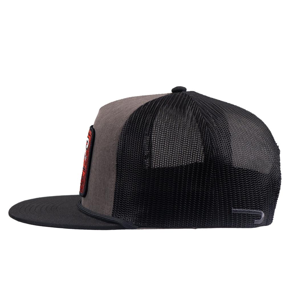 Lazy J Ranch Charcoal Grey & Black Red Cowpoke Classic Five Panel Trucker Hat-Lazy J Ranch Wear