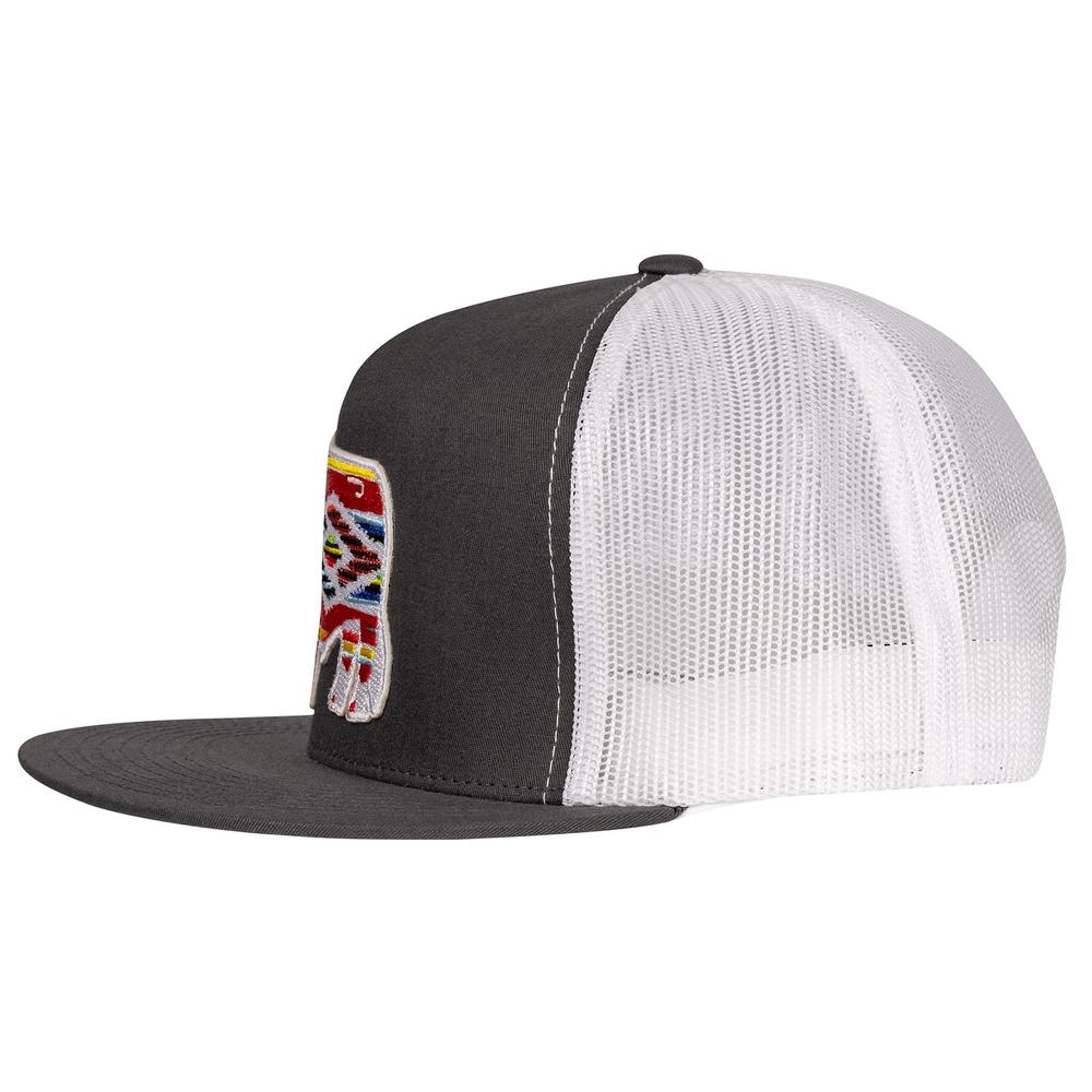 Lazy J Ranch Charcoal Grey & White Serape Bull Classic Five Panel Trucker Hat-Lazy J Ranch Wear