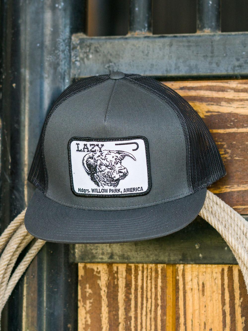 Lazy J Ranch Charcoal Grey Willow Cattle Headquarters Classic Five Panel Trucker Hat-Lazy J Ranch Wear