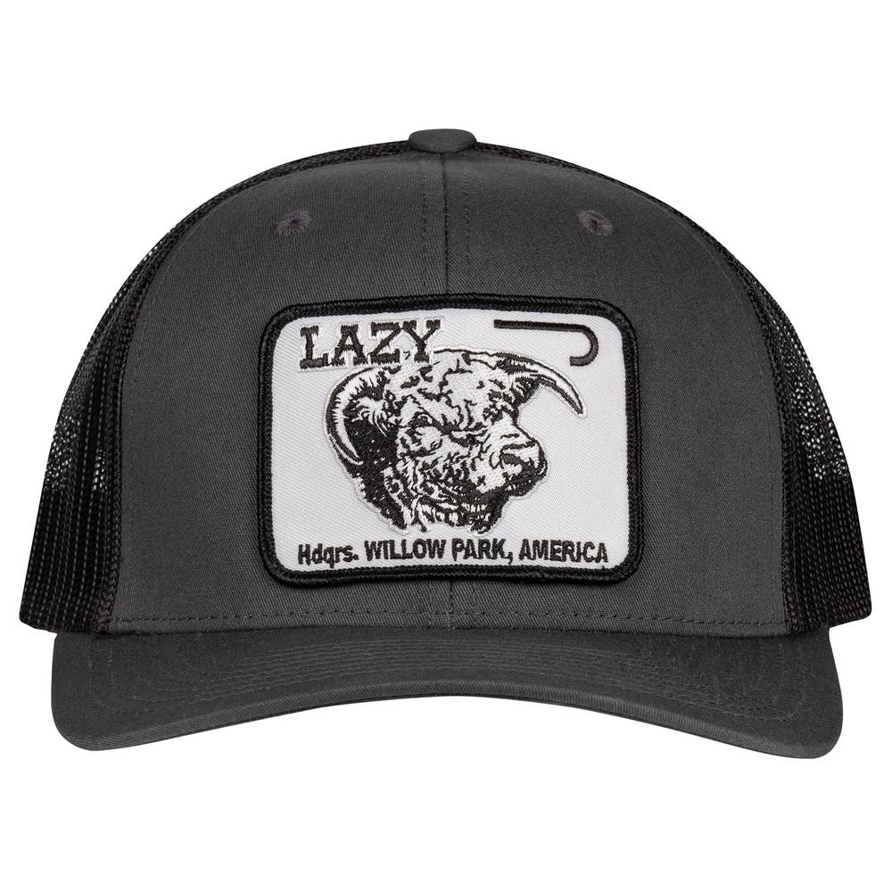 Lazy J Ranch Charcoal Grey Willow Cattle Headquarters Mid Profile Trucker Hat-Lazy J Ranch Wear