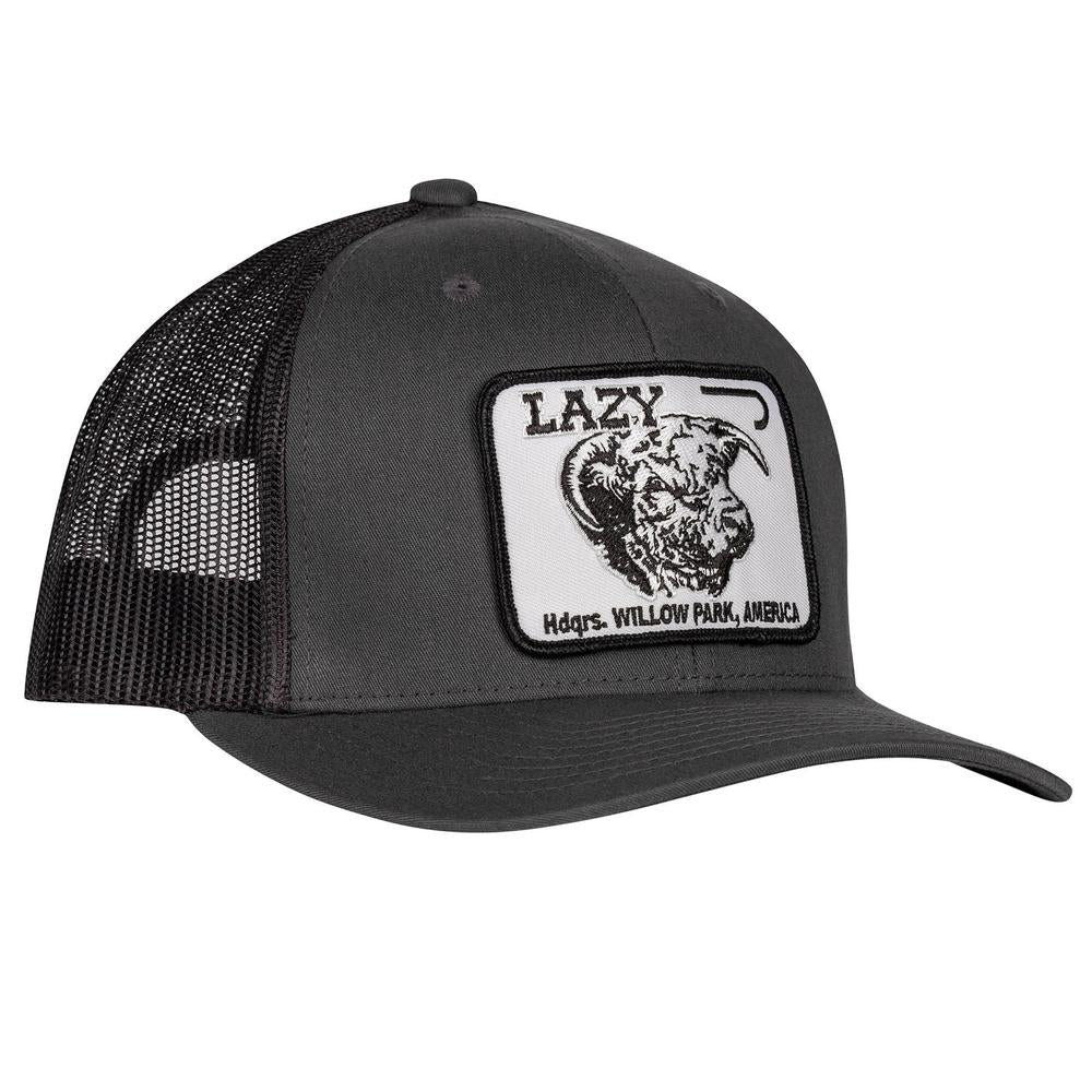 Lazy J Ranch Charcoal Grey Willow Cattle Headquarters Mid Profile Trucker Hat-Lazy J Ranch Wear