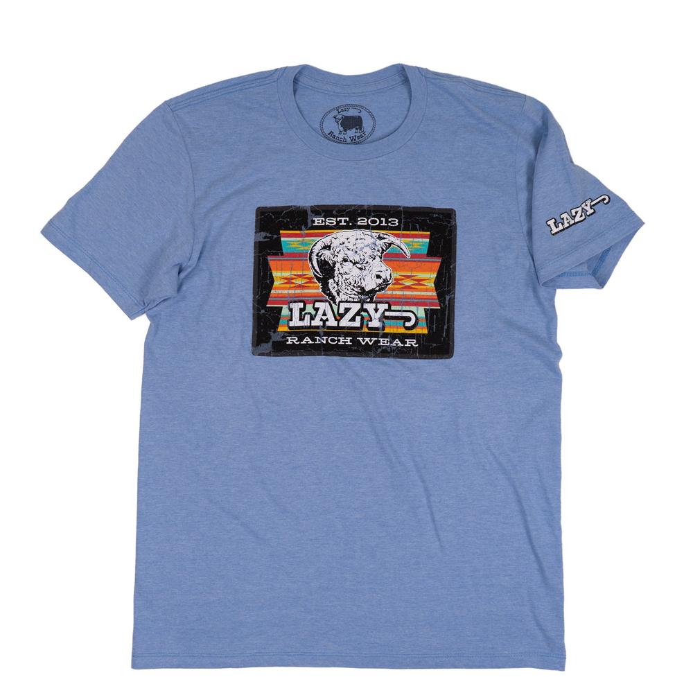 Lazy J Ranch Cowpoke Short Sleeve T-Shirt - Blue-Lazy J Ranch Wear