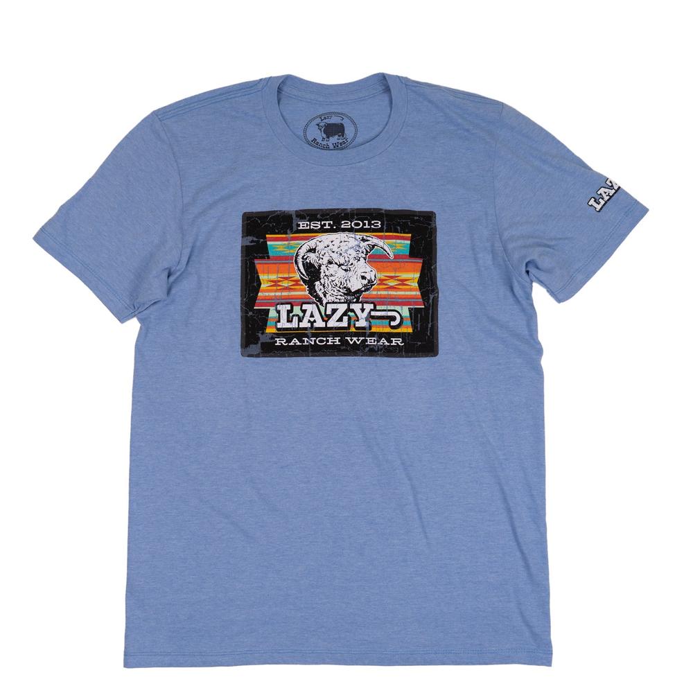 Lazy J Ranch Cowpoke Short Sleeve T-Shirt - Blue-Lazy J Ranch Wear