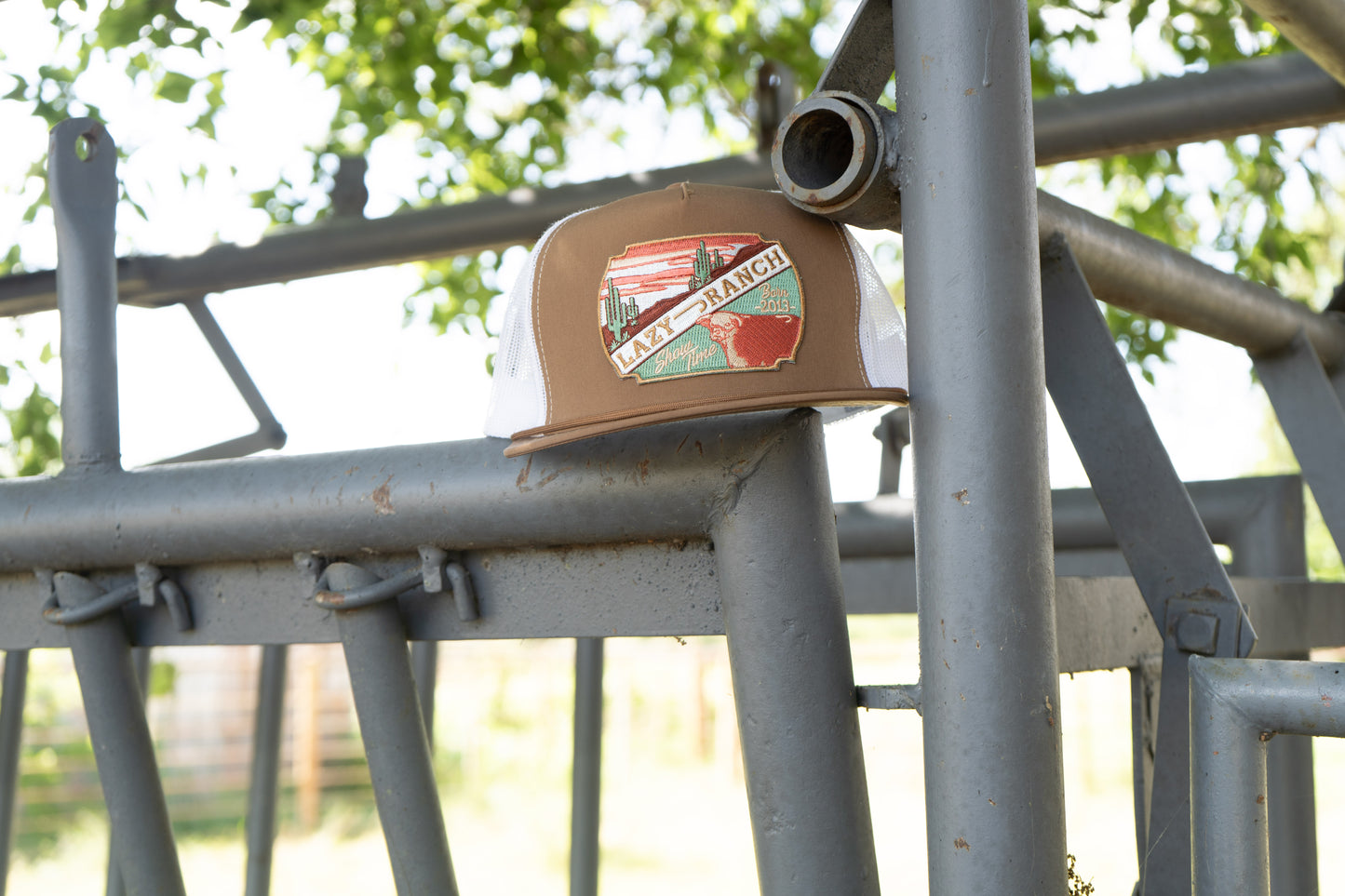 Lazy J Ranch Coyote Brown & White Desert Show Time Classic Rope Trucker Hat-Lazy J Ranch Wear