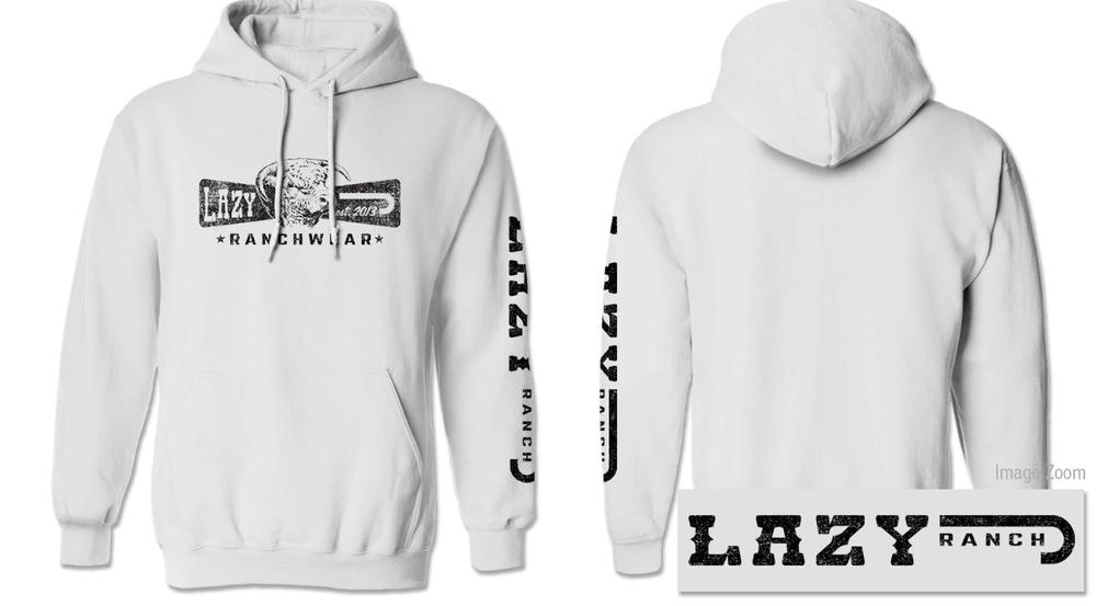 Lazy J Ranch Diamond Banner Pullover Hoodie - White-Lazy J Ranch Wear