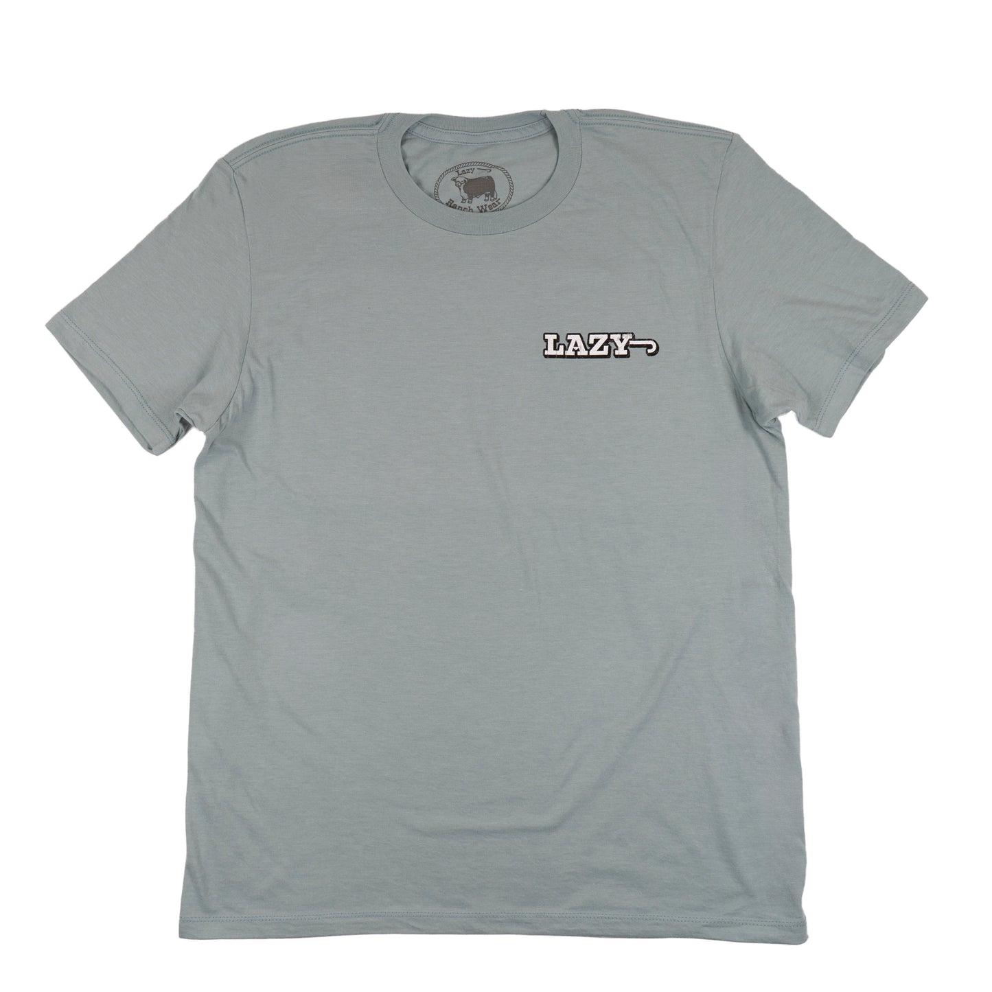 Lazy J Ranch Feed Yard Short Sleeve T-Shirt - Sage Blue-Lazy J Ranch Wear