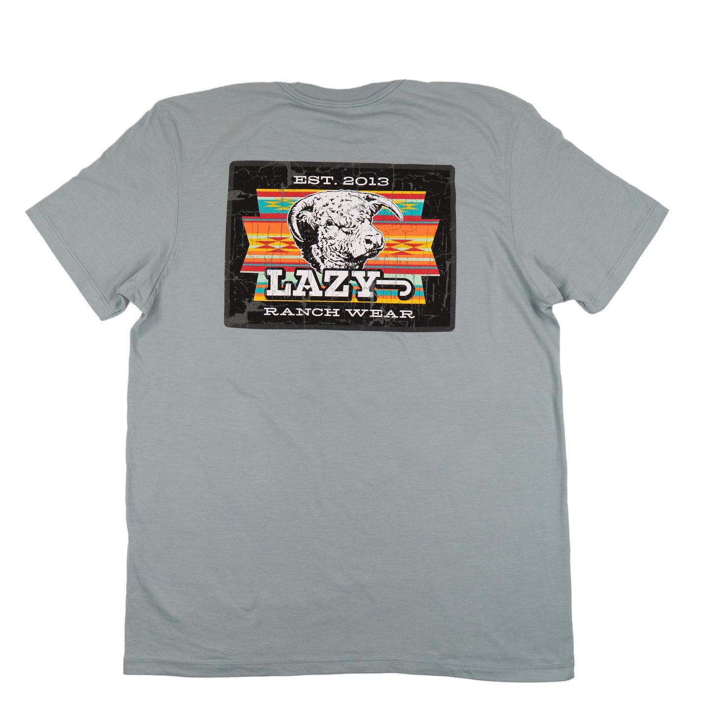 Lazy J Ranch Feed Yard Short Sleeve T-Shirt - Sage Blue-Lazy J Ranch Wear