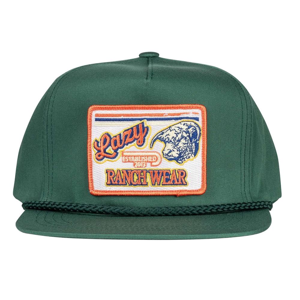 Lazy J Ranch Green Retro Hereford Ranch Old School Rope Trucker Hat-Lazy J Ranch Wear