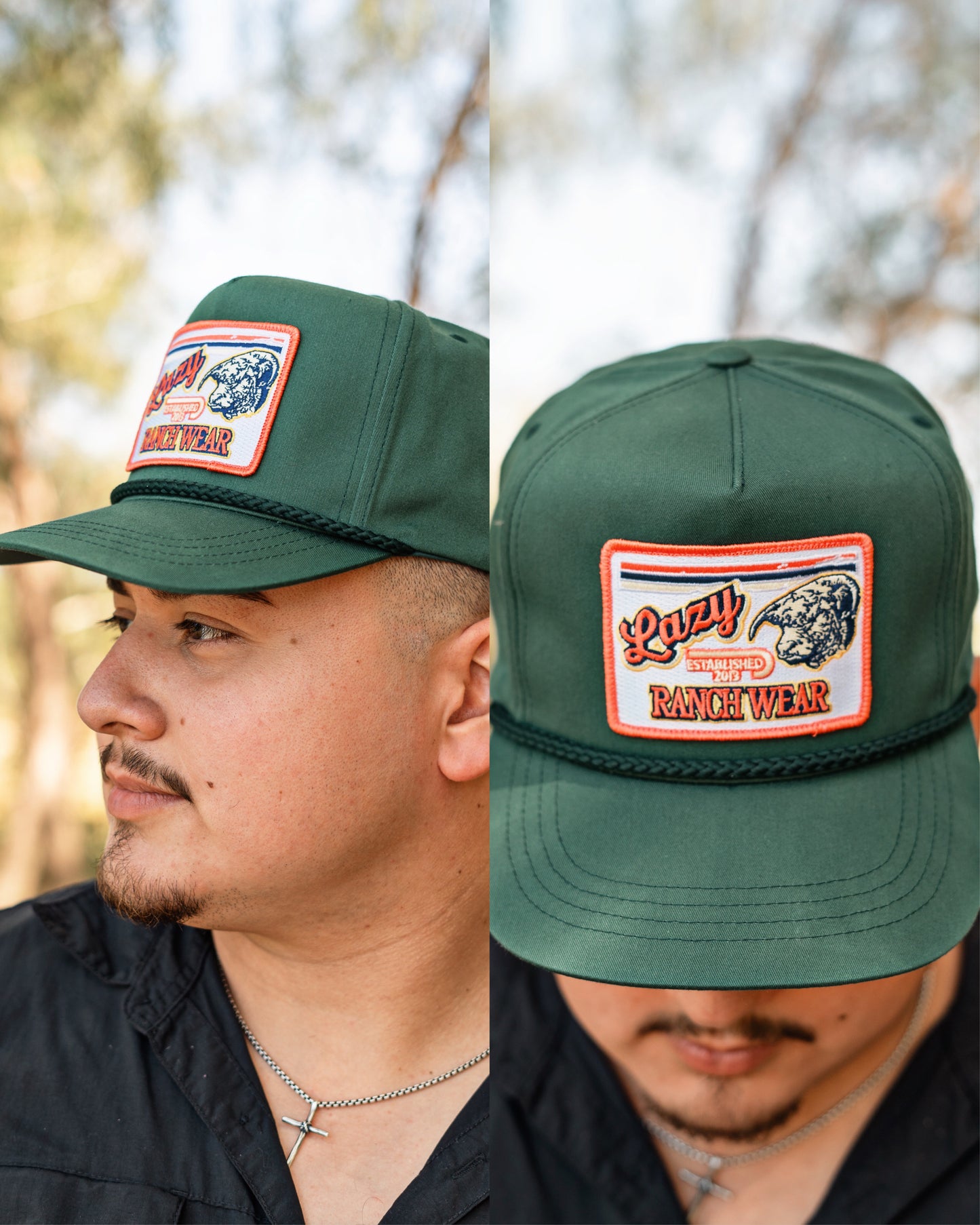 Lazy J Ranch Green Retro Hereford Ranch Old School Rope Trucker Hat-Lazy J Ranch Wear