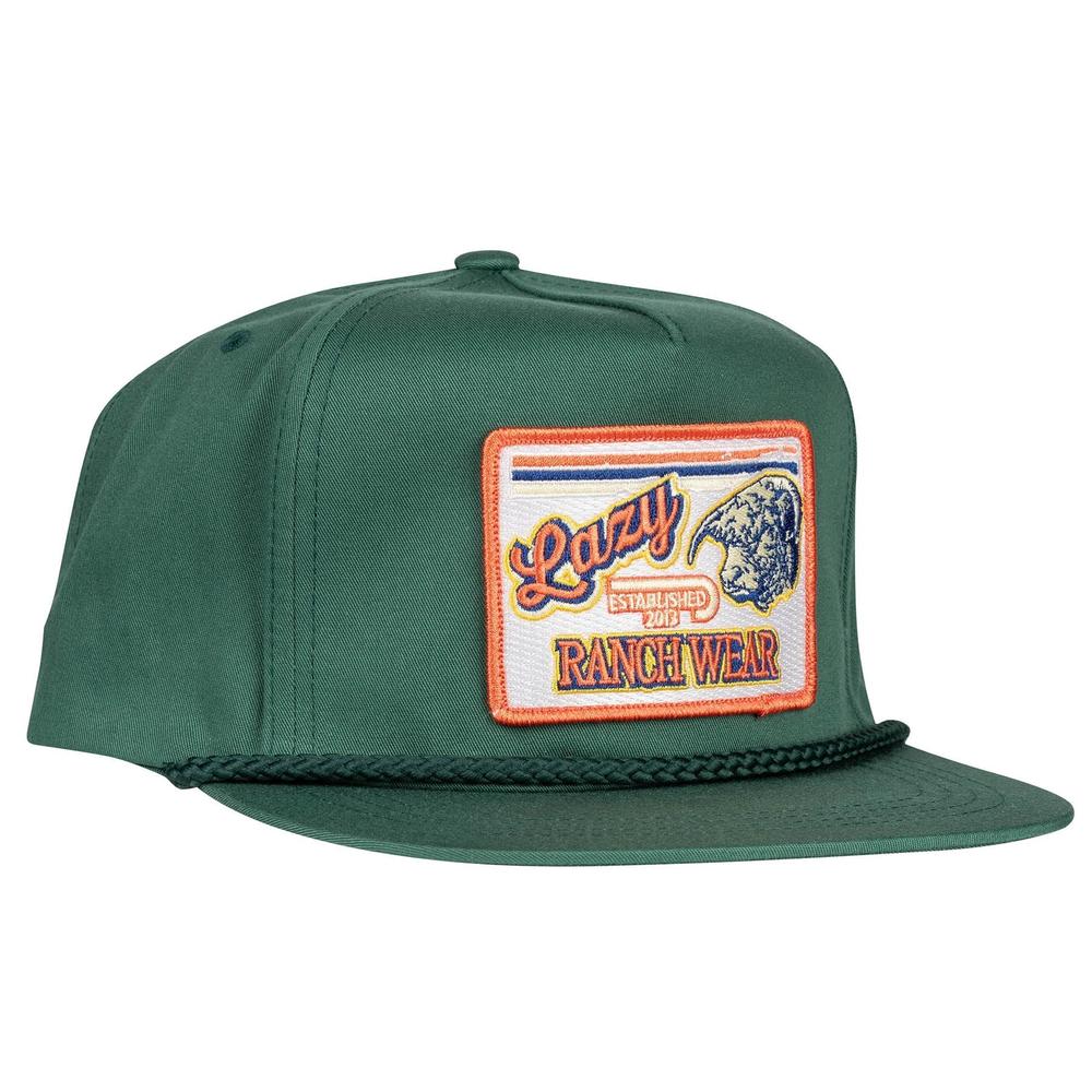 Lazy J Ranch Green Retro Hereford Ranch Old School Rope Trucker Hat-Lazy J Ranch Wear