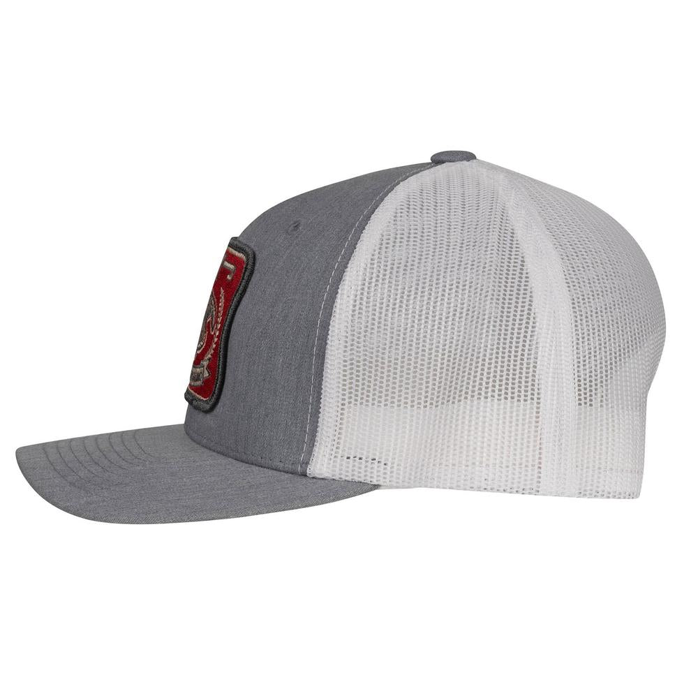 Lazy J Ranch Heather Grey & White Red America's Best Brand Mid Profile Trucker Hat-Lazy J Ranch Wear