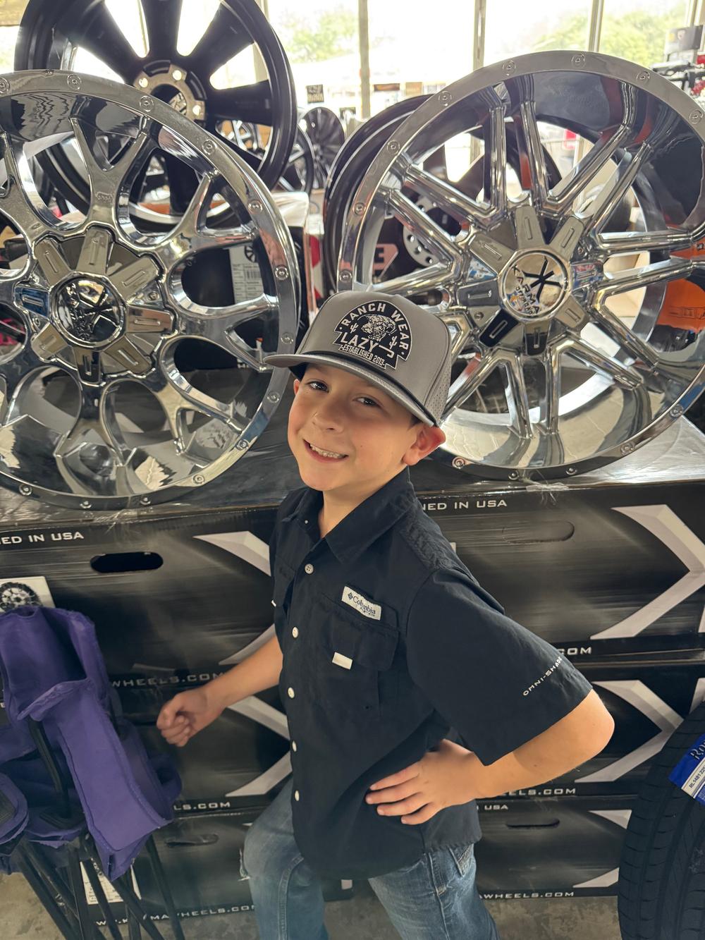 Lazy J Ranch Hydro Graphite Grey Black Arrowhead Classic Performance Rope Trucker Hat-Lazy J Ranch Wear