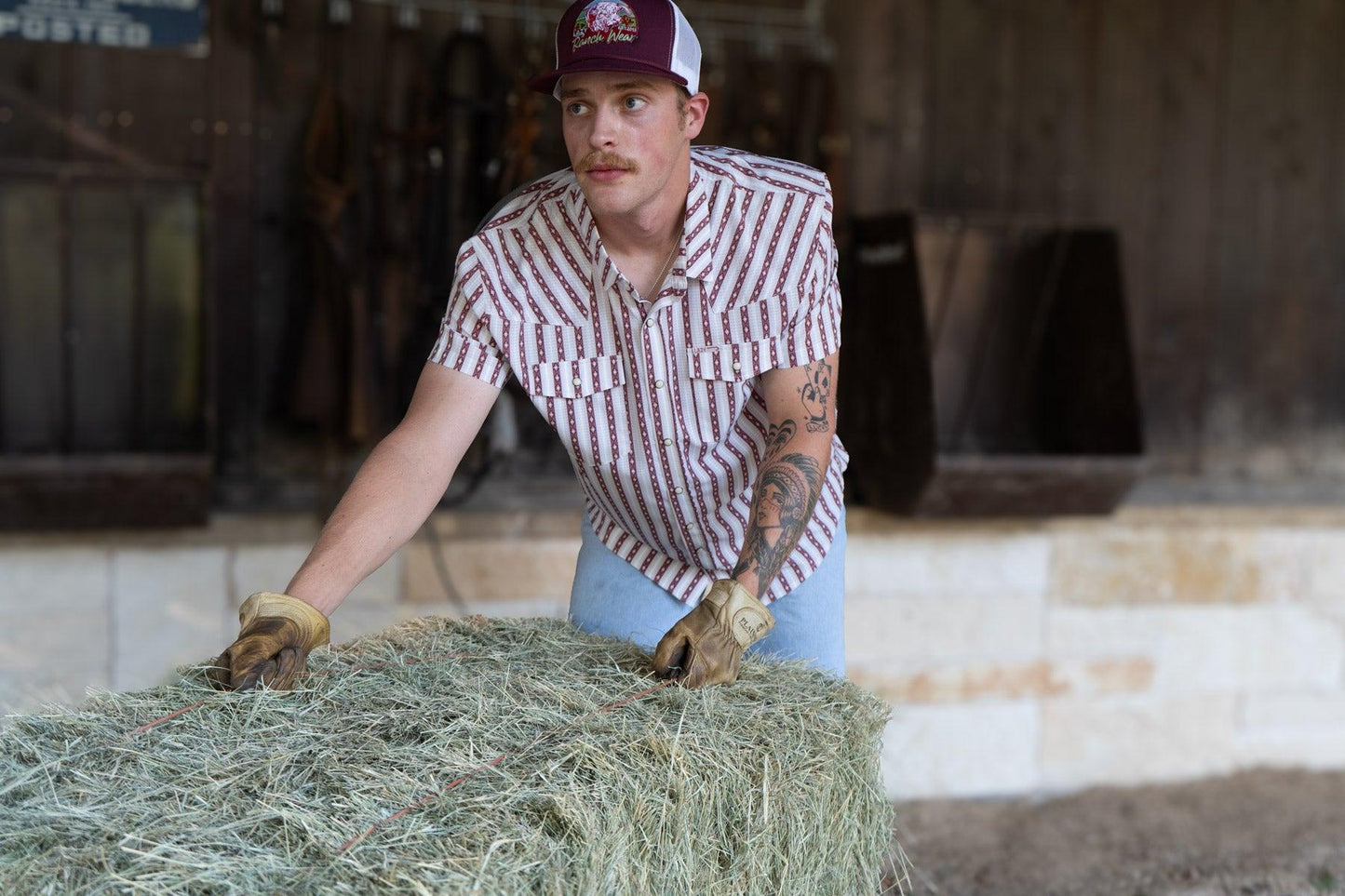 Lazy J Ranch Maroon & White Prickly Pear Classic Rope Trucker Hat-Lazy J Ranch Wear