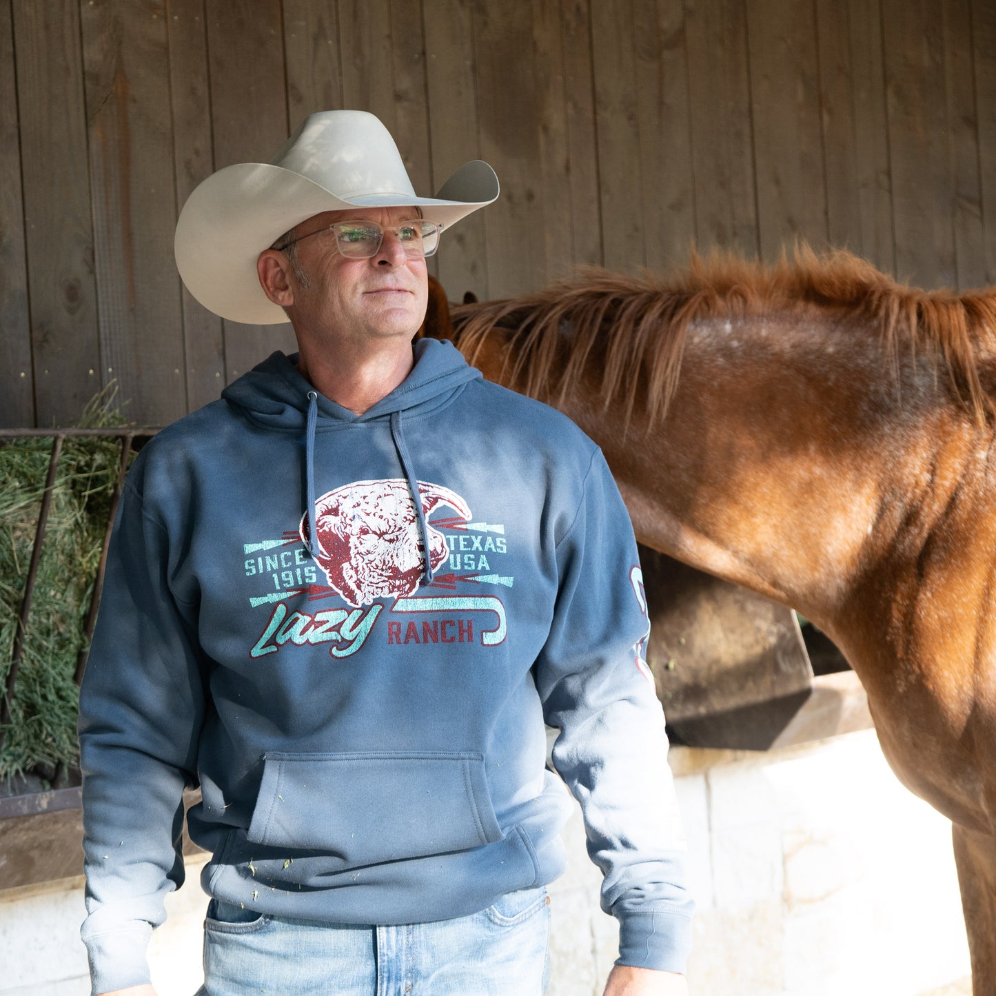 Lazy J Ranch Maverick Pullover Hoodie - Storm Blue-Lazy J Ranch Wear