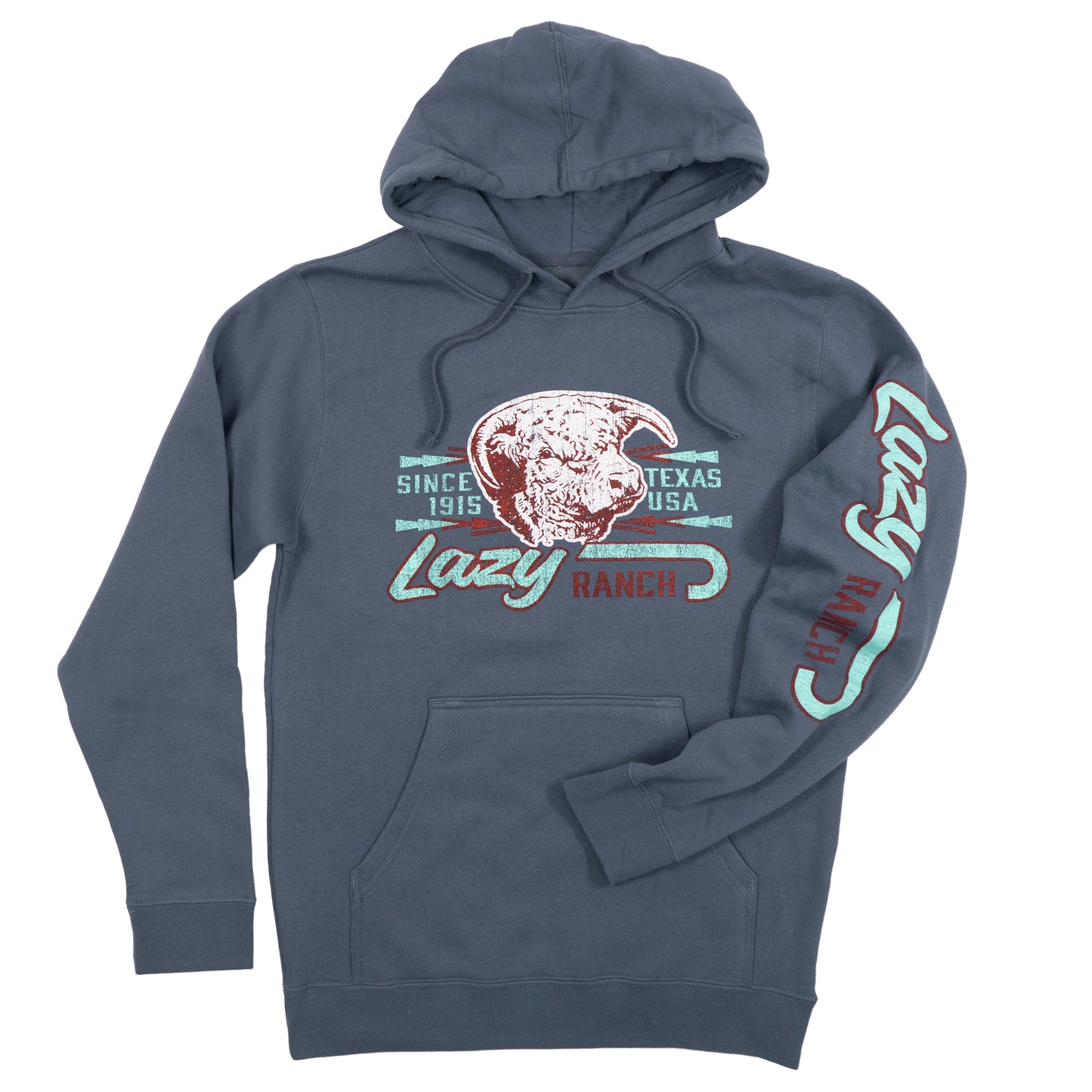 Lazy J Ranch Maverick Pullover Hoodie - Storm Blue-Lazy J Ranch Wear