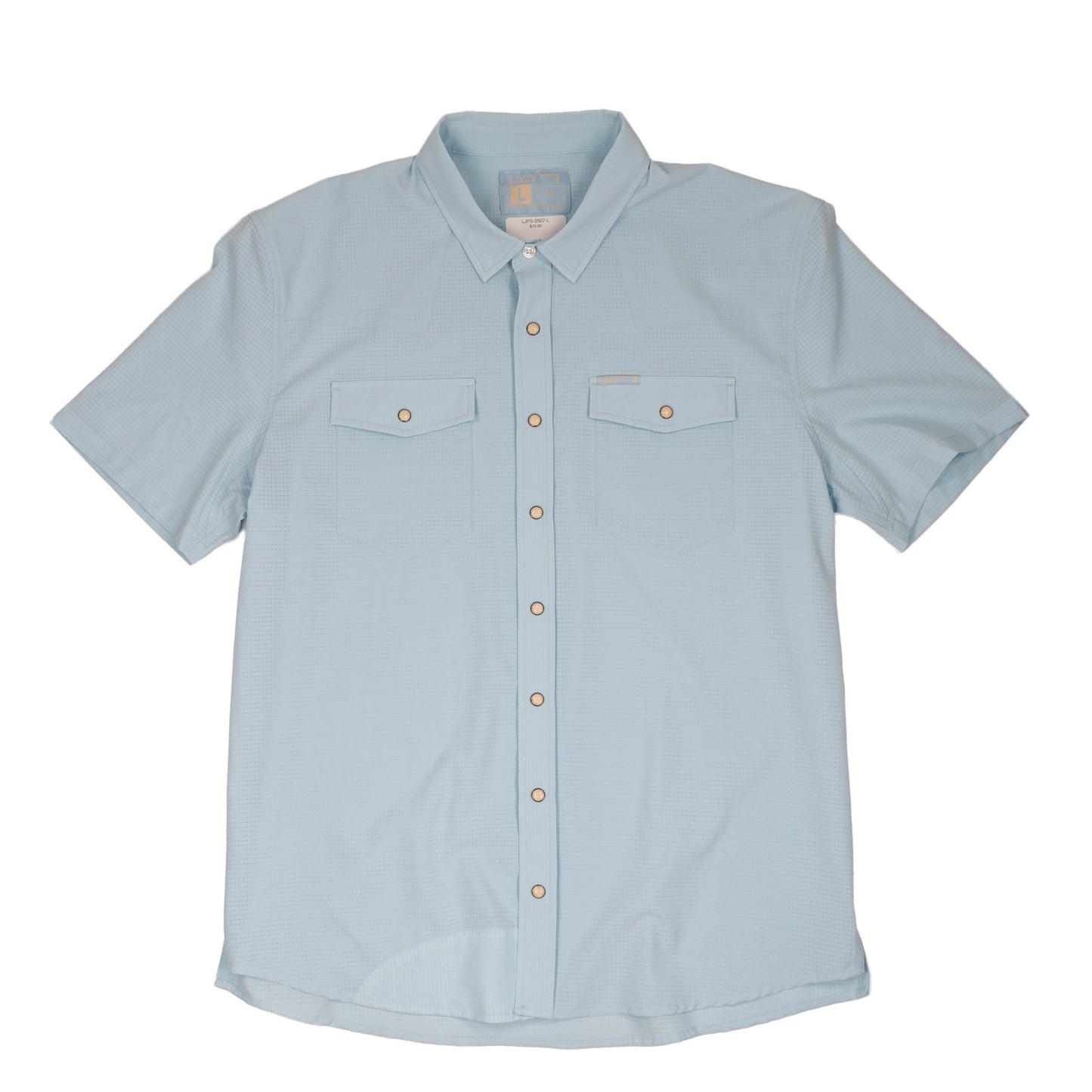 Lazy J Ranch Men's Airflow Pearl Snap Short Sleeve Shirt - Baby Blue-Lazy J Ranch Wear