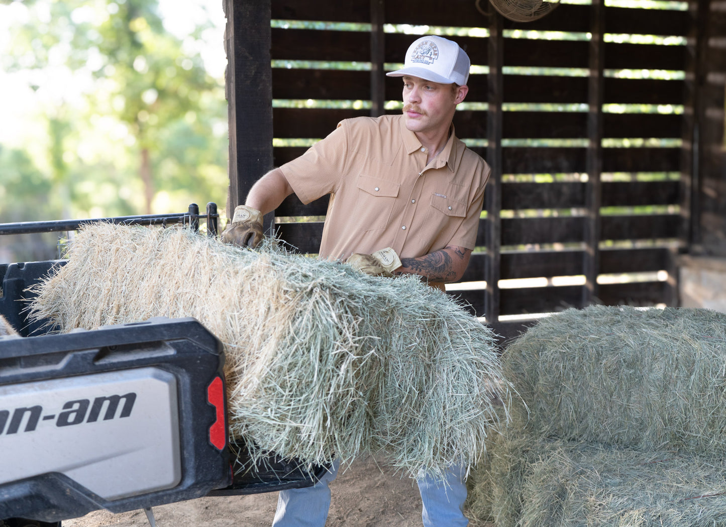 Lazy J Ranch Men's Airflow Pearl Snap Short Sleeve Shirt - Tan-Lazy J Ranch Wear