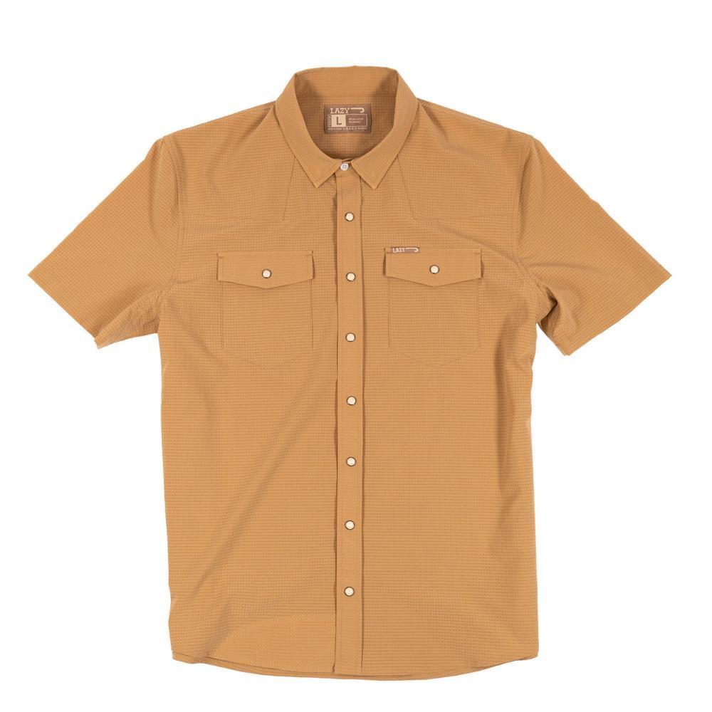Lazy J Ranch Men's Airflow Pearl Snap Short Sleeve Shirt - Tan-Lazy J Ranch Wear