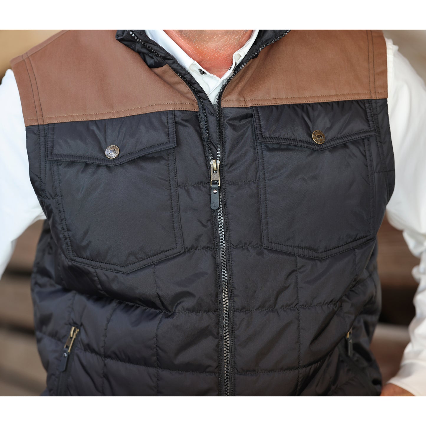 Lazy J Ranch Men's Lightweight Relaxed Fit Vest - Brown-Lazy J Ranch Wear