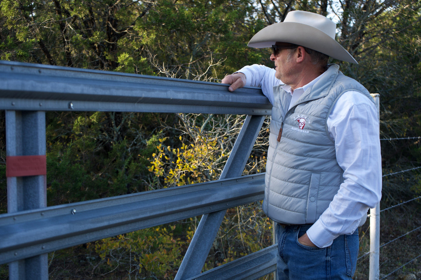 Lazy J Ranch Men's Lightweight Relaxed Fit Vest - Grey-Lazy J Ranch Wear