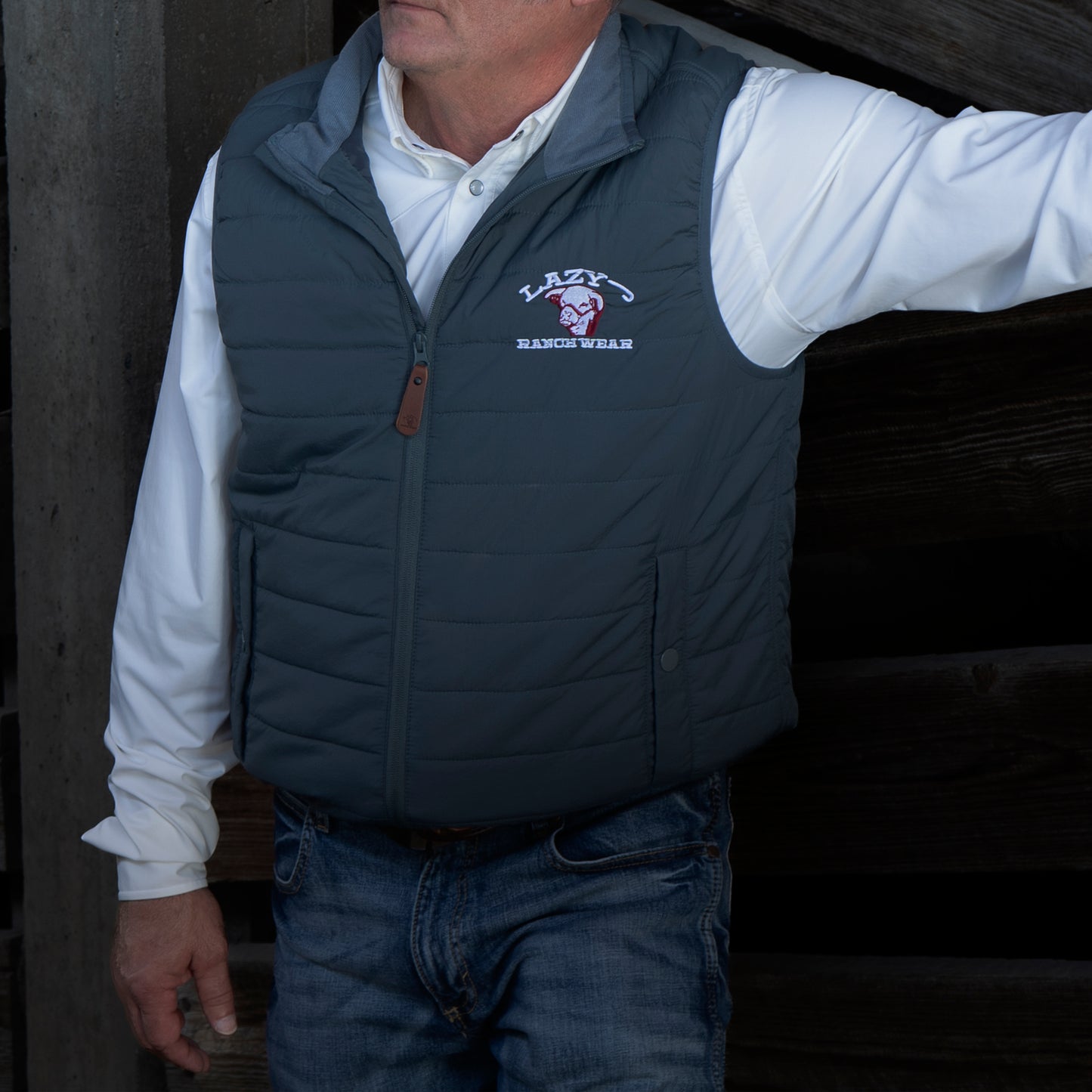 Lazy J Ranch Men's Lightweight Relaxed Fit Vest - Slate Blue-Lazy J Ranch Wear