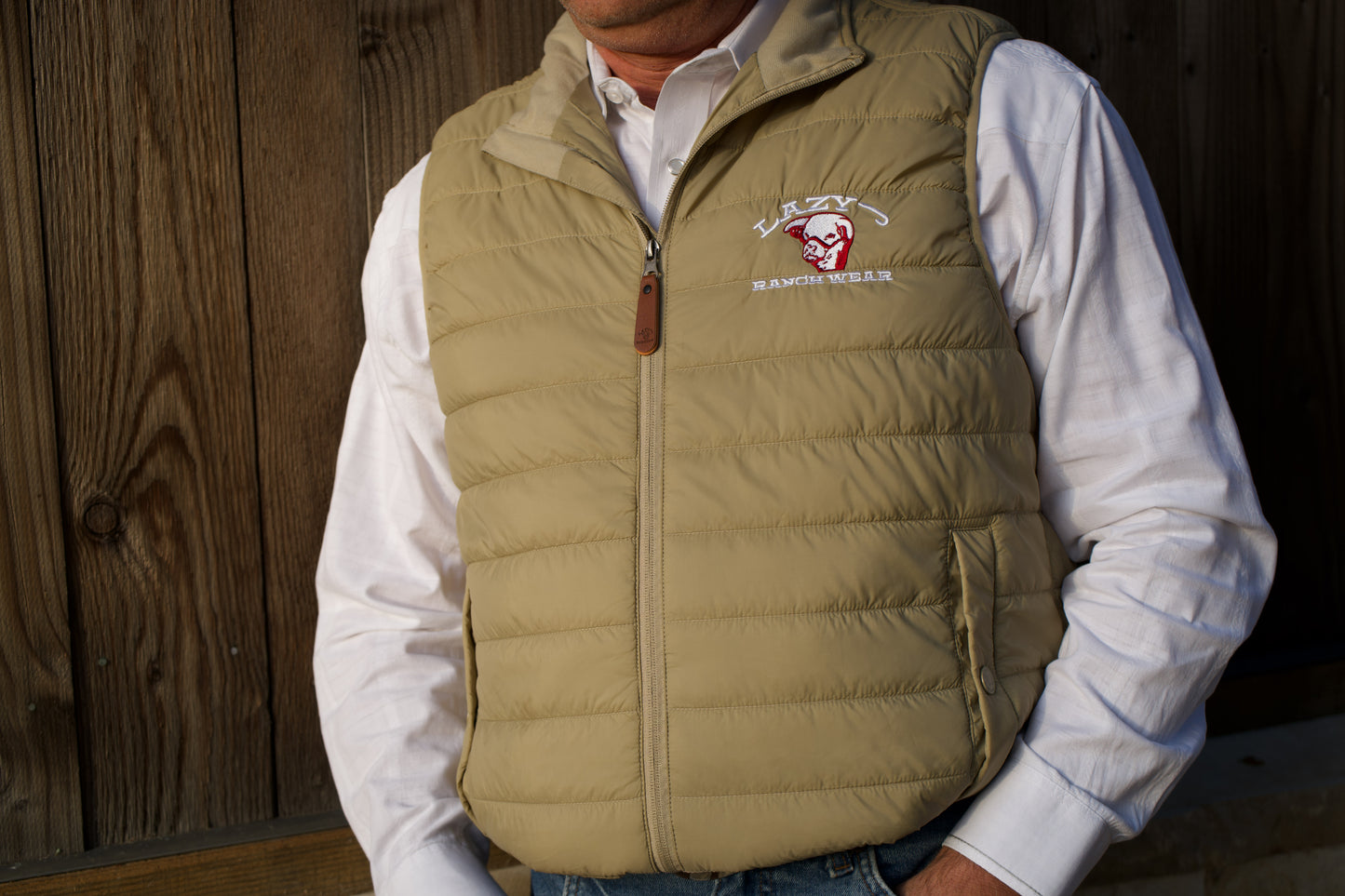 Lazy J Ranch Men's Lightweight Relaxed Fit Vest - Tan-Lazy J Ranch Wear