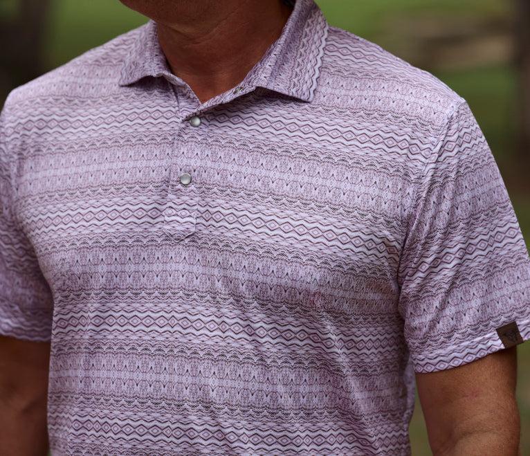 Lazy J Ranch Men's Navajo Print Performance Polo Shirt - Plum-Lazy J Ranch Wear
