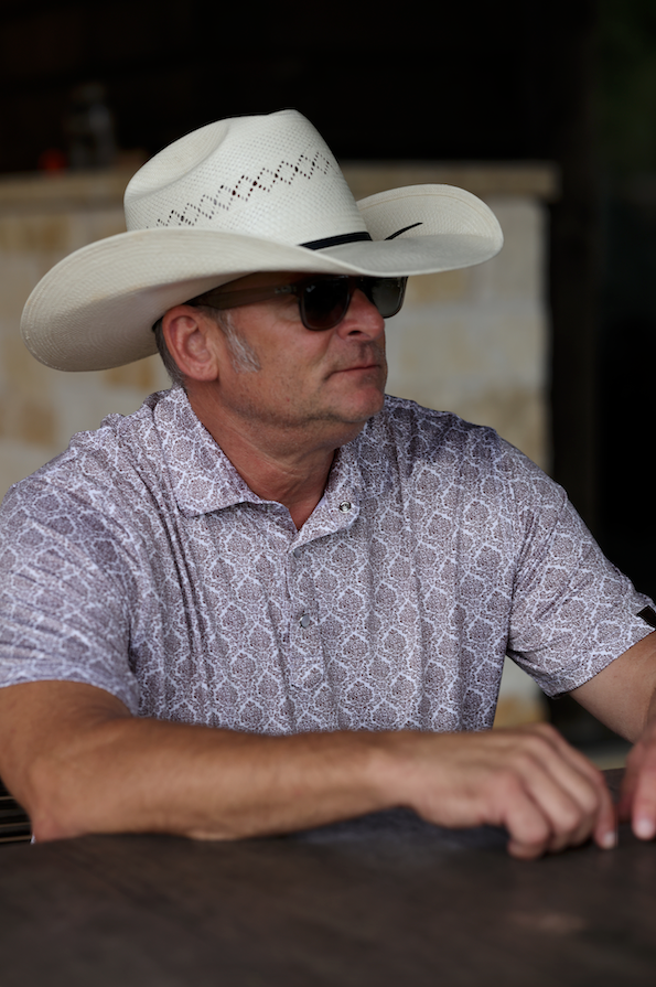 Lazy J Ranch Men's Print Performance Polo Shirt - Brown-Lazy J Ranch Wear