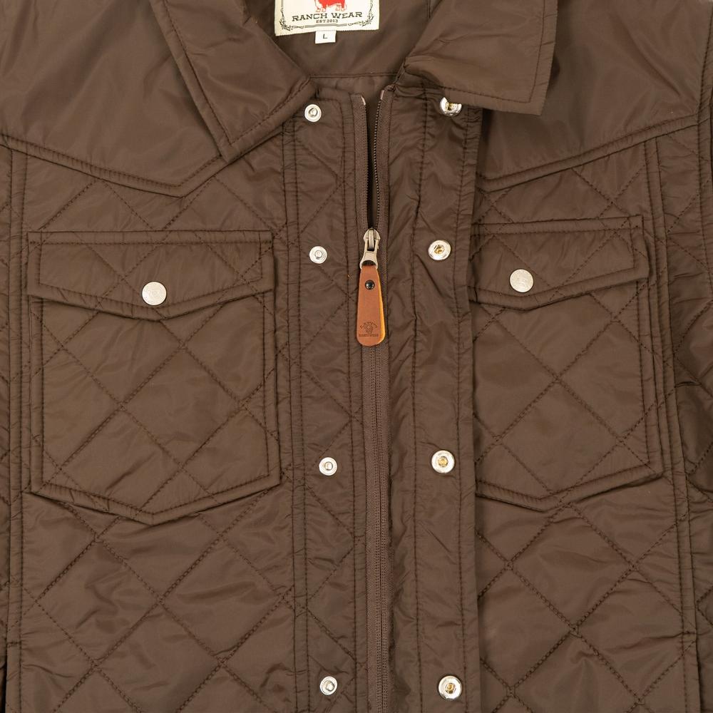 Lazy J Ranch Men's Quilted Poly Fill Jacket - Chocolate-Lazy J Ranch Wear