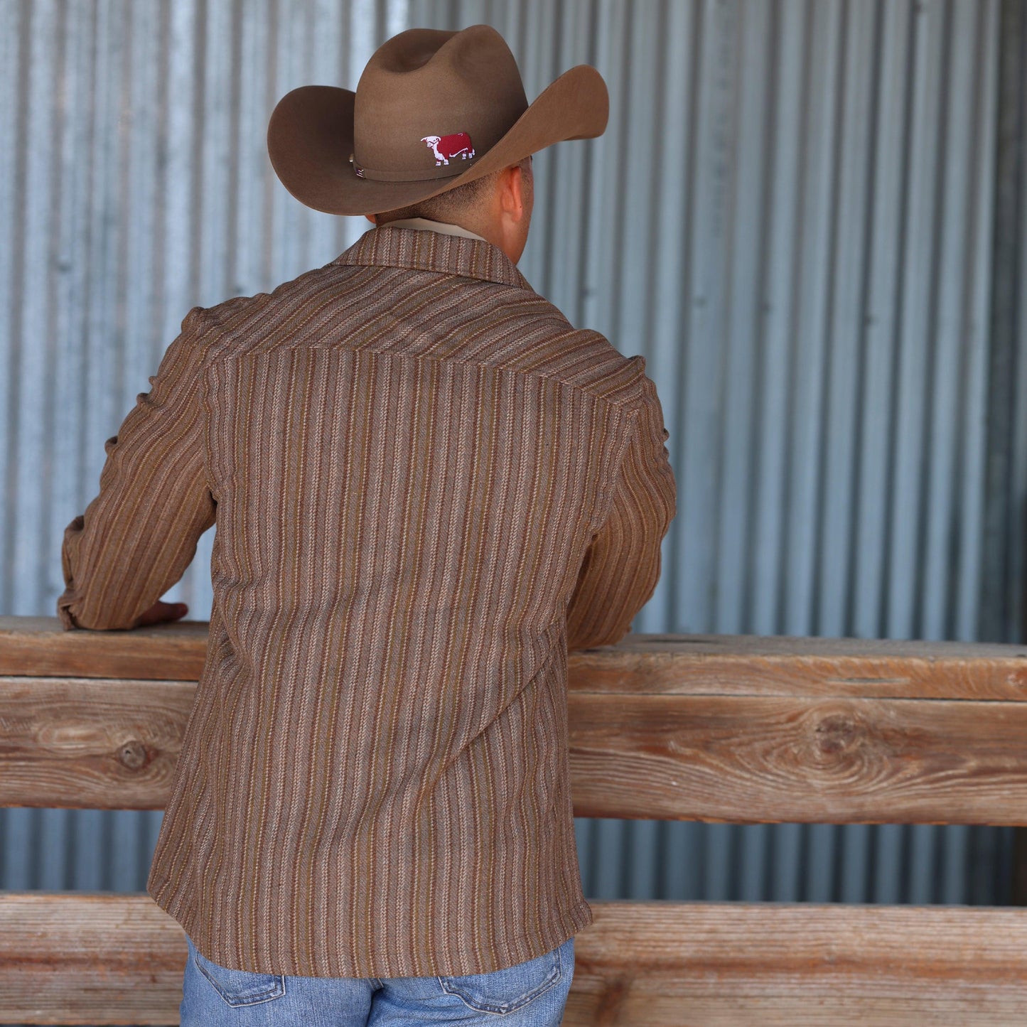 Lazy J Ranch Men's Striped Jacket - Sequoia Brown-Lazy J Ranch Wear