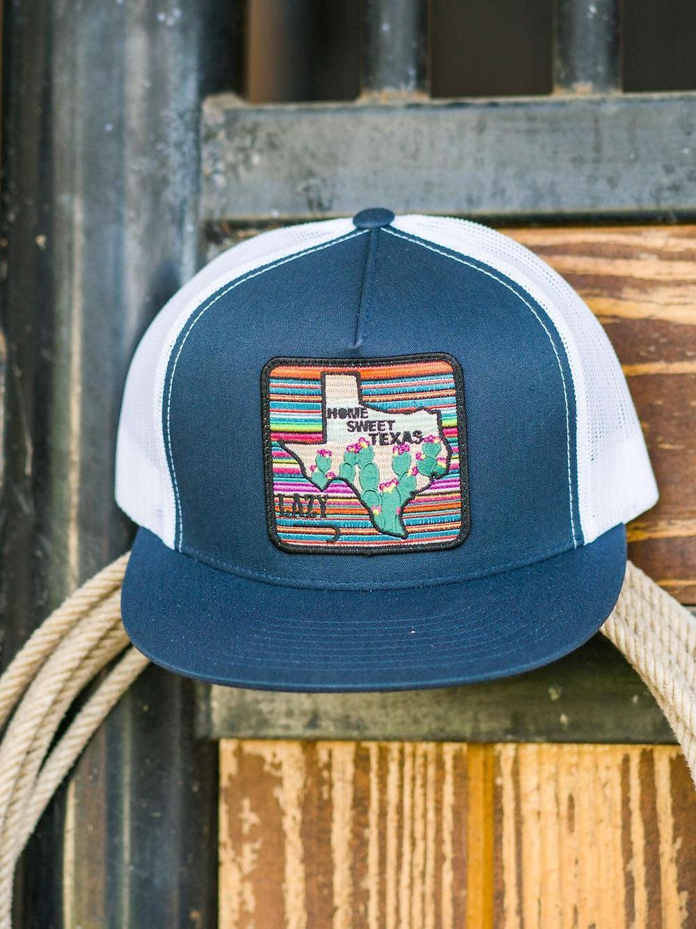 Lazy J Ranch Navy & White Home Sweet Texas Classic Five Panel Trucker Hat-Lazy J Ranch Wear