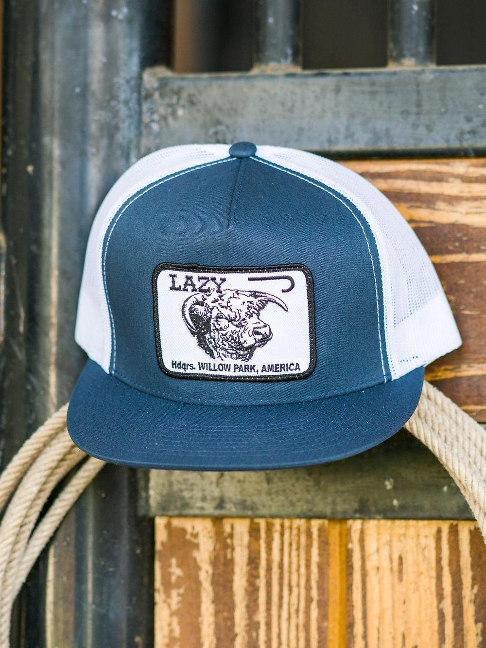 Lazy J Ranch Navy & White Willow Cattle Headquarters Classic Five Panel Trucker Hat-Lazy J Ranch Wear