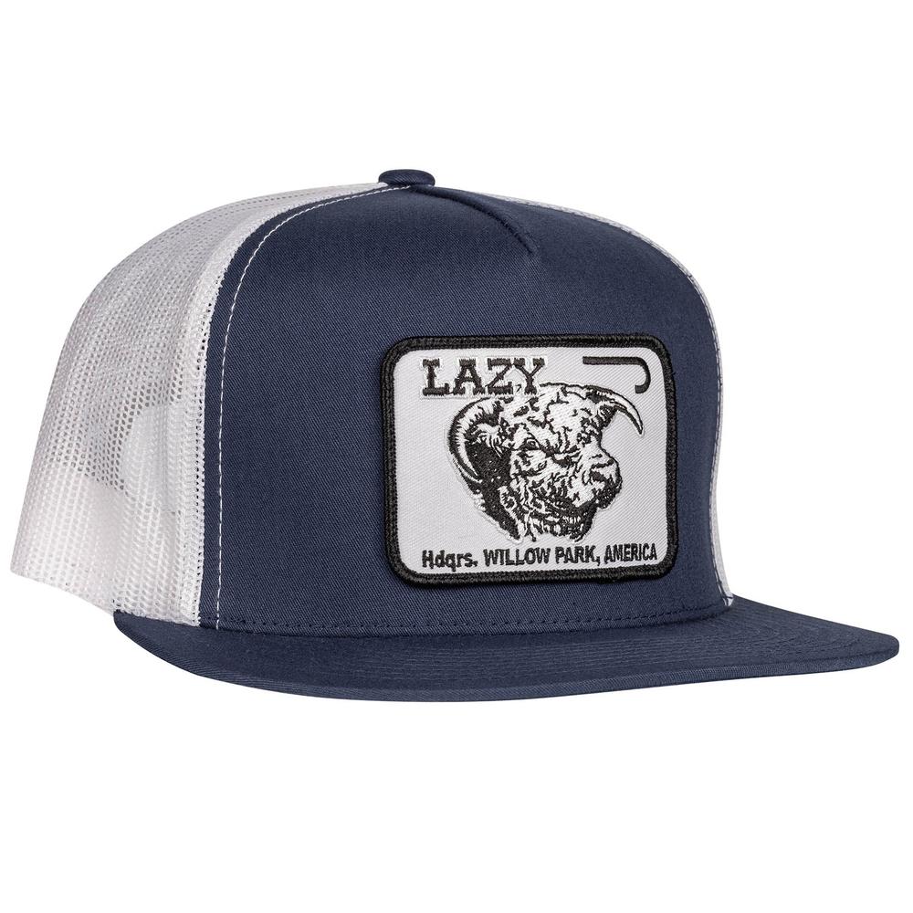 Lazy J Ranch Navy & White Willow Cattle Headquarters Classic Five Panel Trucker Hat-Lazy J Ranch Wear