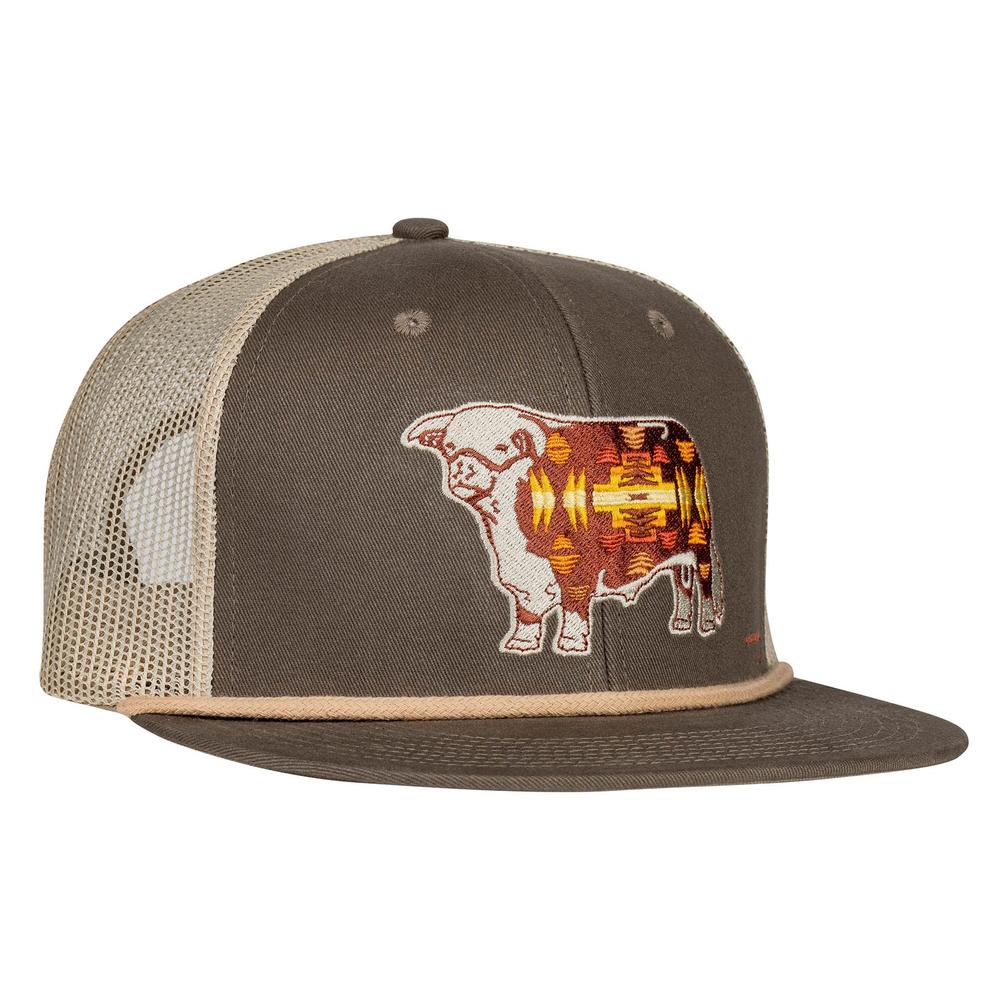 Lazy J Ranch Olive & Tan Apache Hereford Bull Classic Rope Trucker