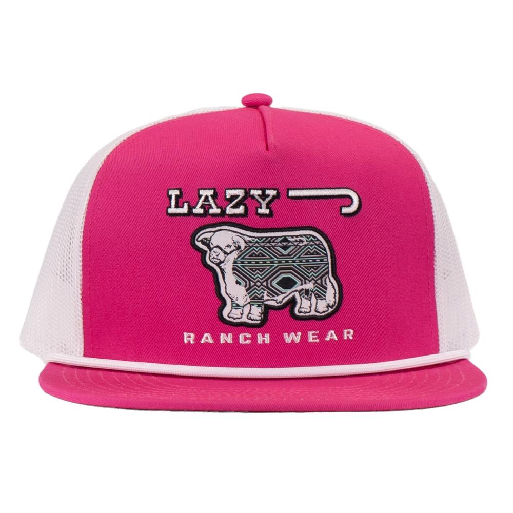 La Roux Lazy J Ranch Pink & White Afterglow Classic Rope Trucker Hat