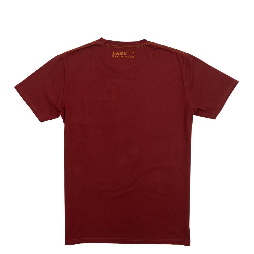 Lazy J Ranch Pocket T-Shirt - Maroon-Lazy J Ranch Wear